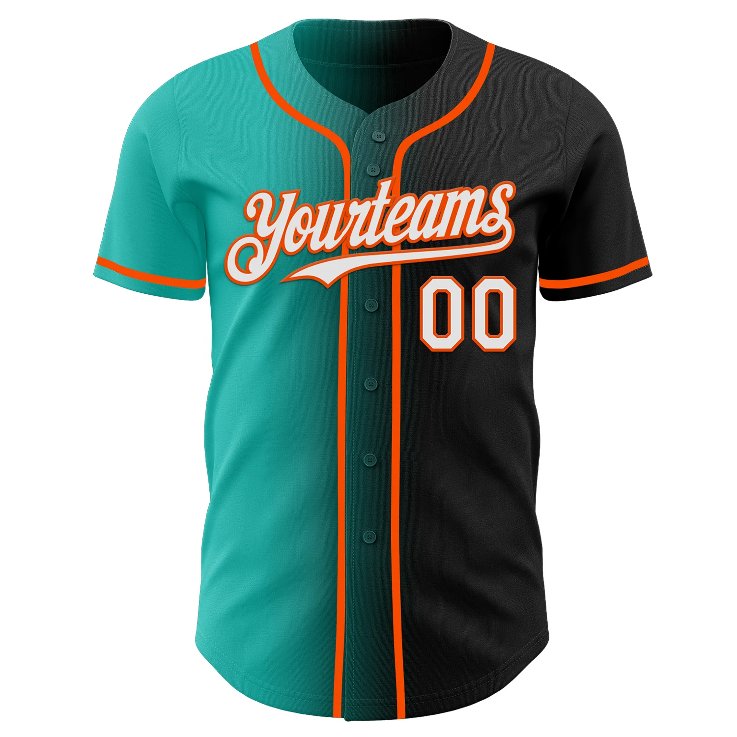 Custom Black White Aqua-Orange Authentic Gradient Fashion Baseball Jersey - Image 2