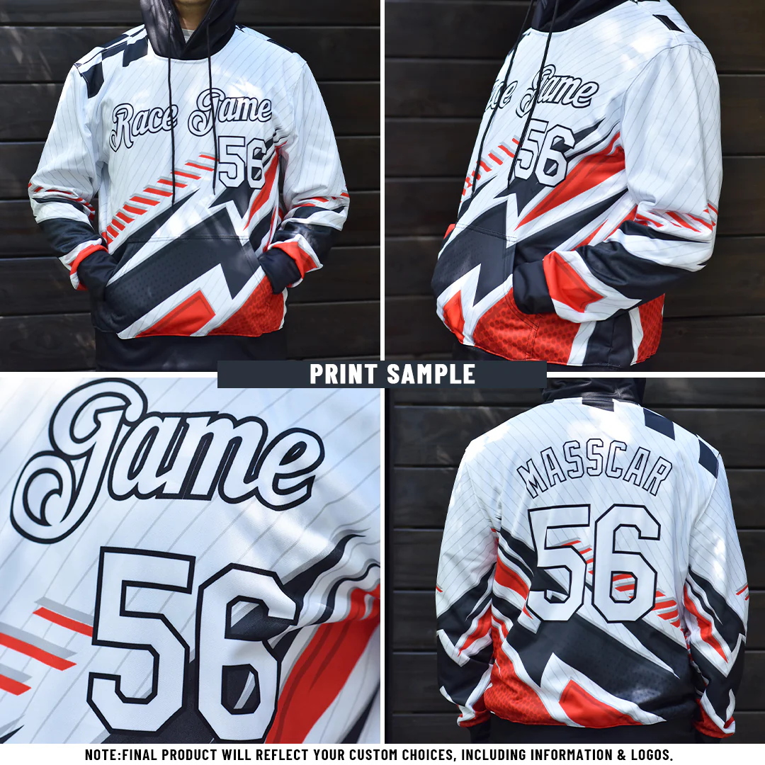 Custom Black White-Aqua Split Ripped Pattern Baseball Pullover Sweatshirt Hoodie - Image 3