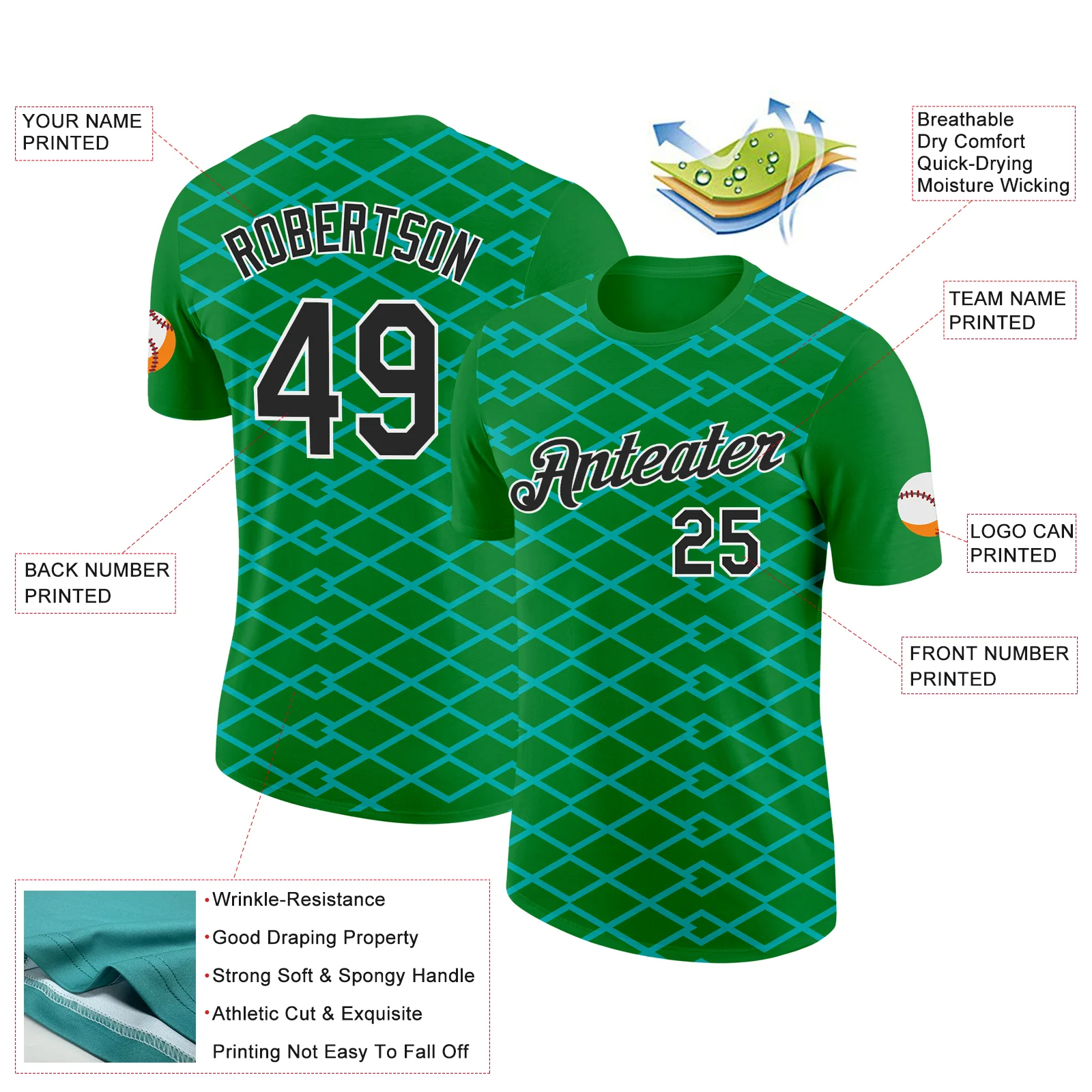 Custom Grass Green Black-Aqua 3D Esports Performance T-Shirt - Image 2