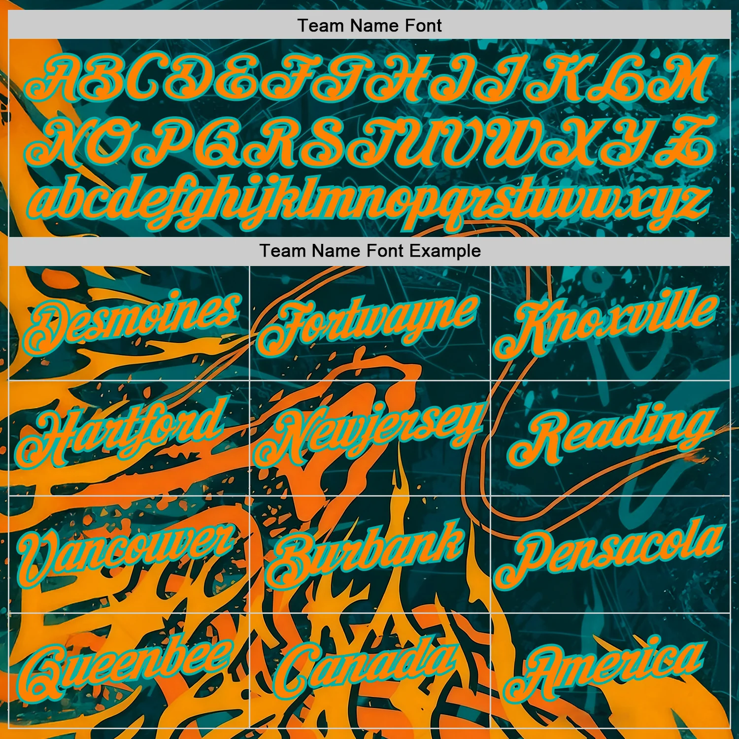 Custom Green Bay Orange-Aqua 3D Abstract Flame Sports Pullover Sweatshirt Hoodie - Image 3