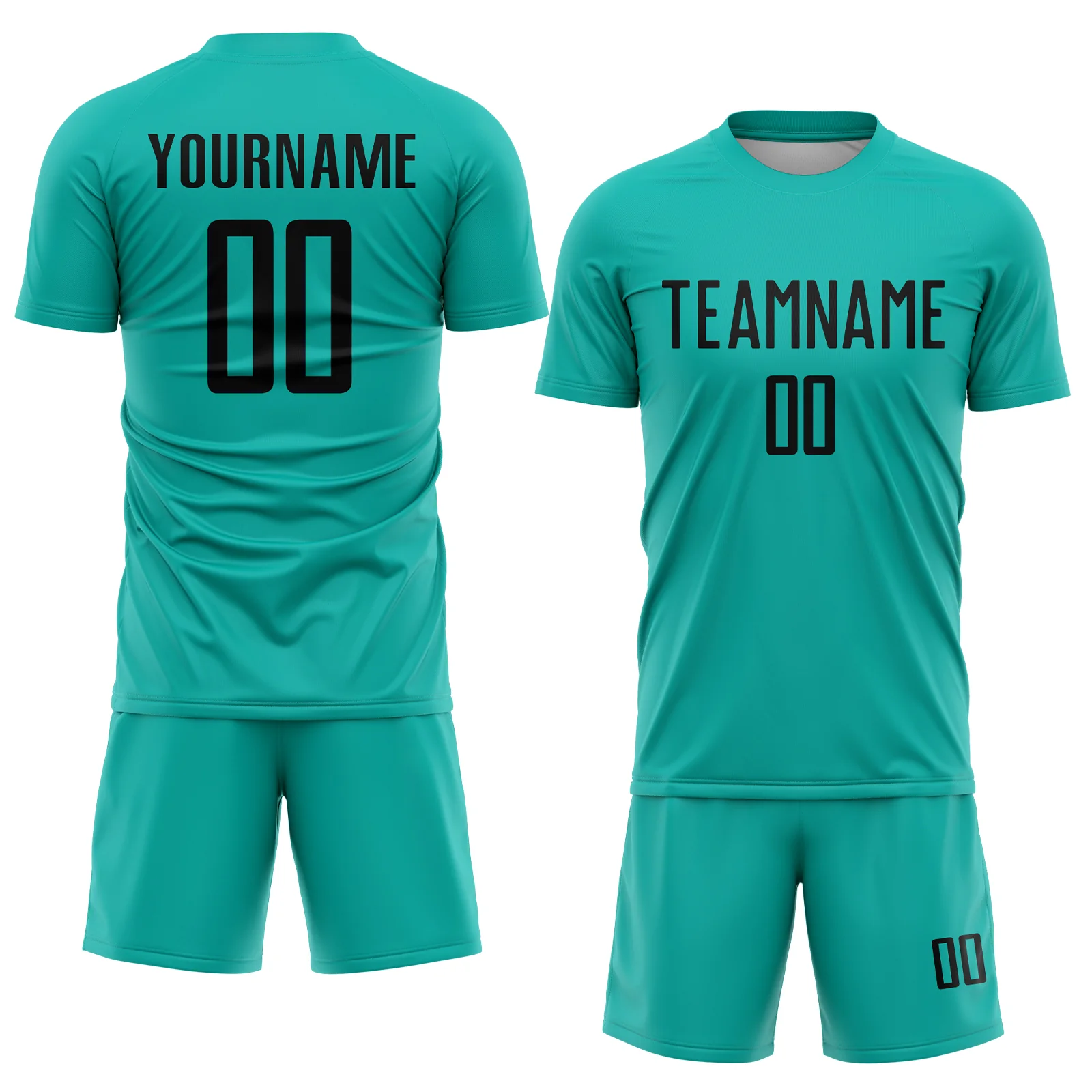 Custom Aqua Black Sublimation Soccer Uniform Jersey - Image 2