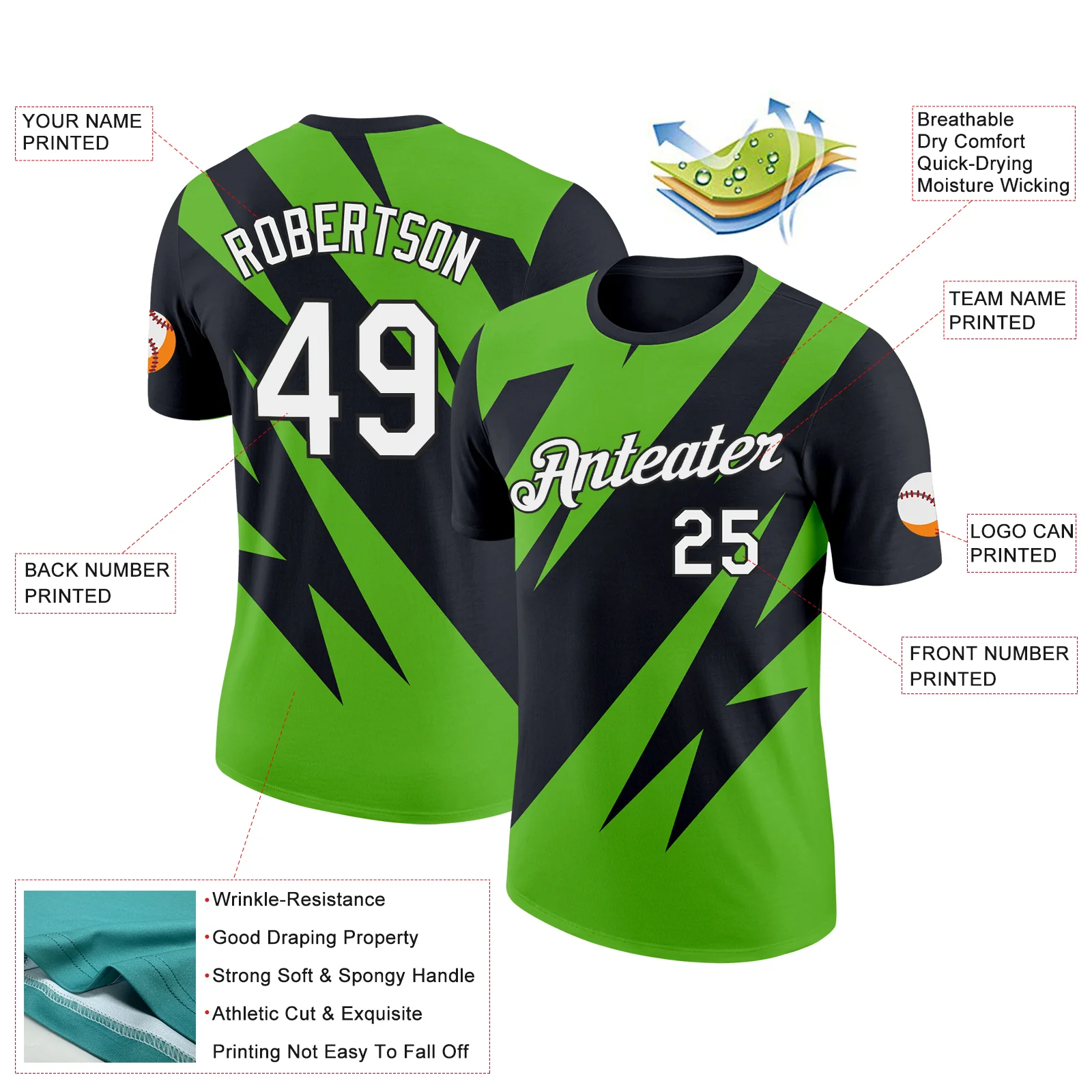 Custom Black White-Aurora Green 3D Esports Performance T-Shirt - Image 2