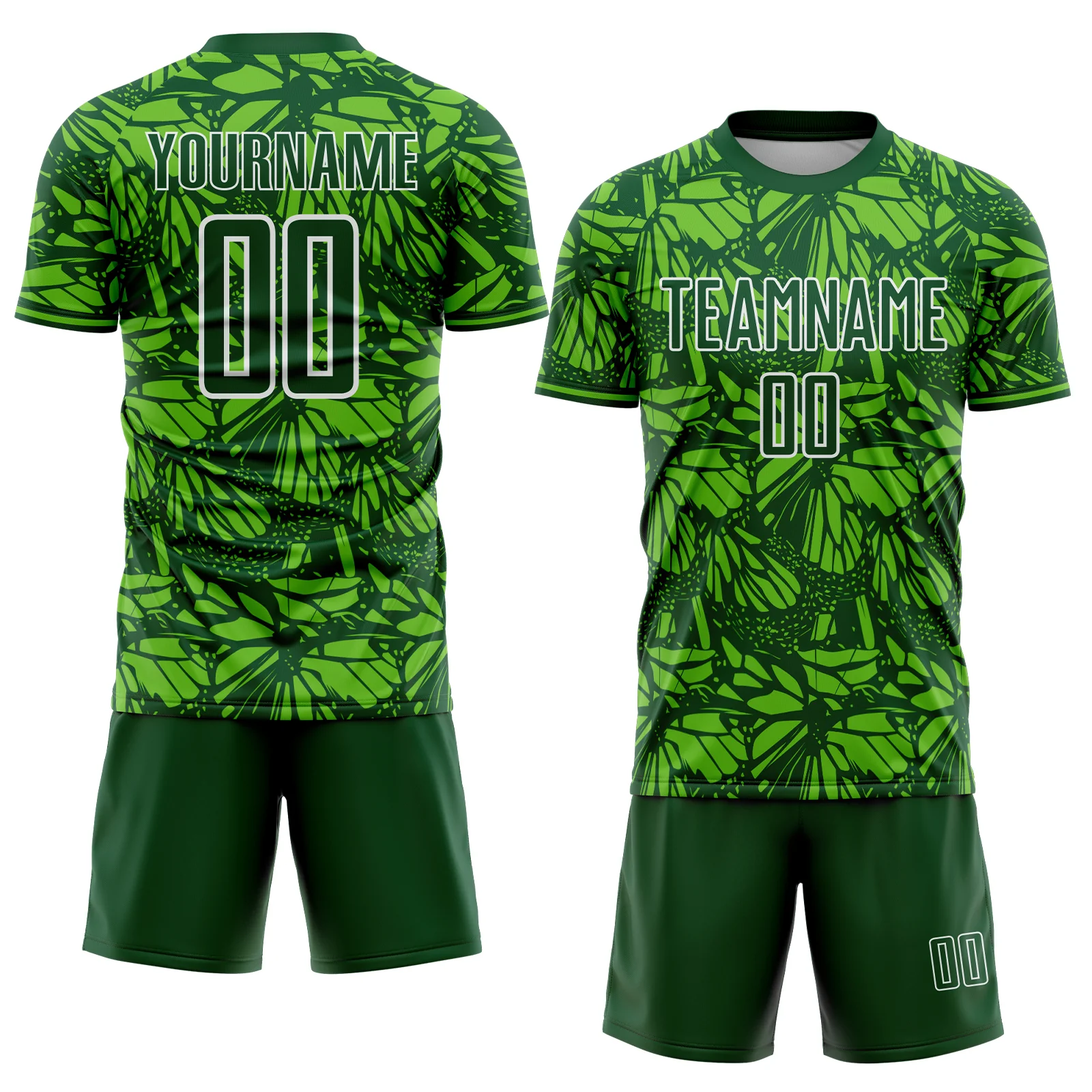 Custom Green Aurora Green-White Colombia Butterfly Wings Pattern Sublimation Soccer Uniform Jersey - Image 2