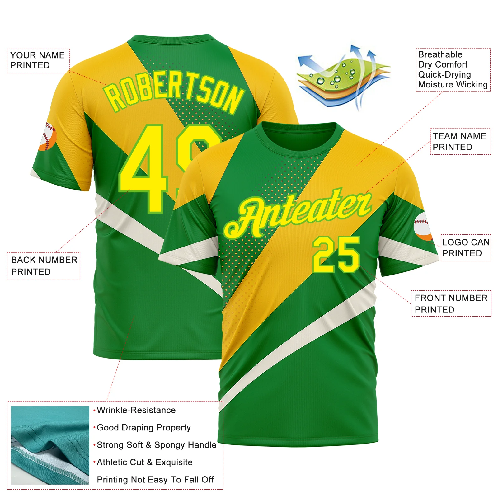 Custom Green Light Yellow Aurora Green-Yellow 3D Pattern Design Brazil Sportswear Performance T-Shirt - Image 2