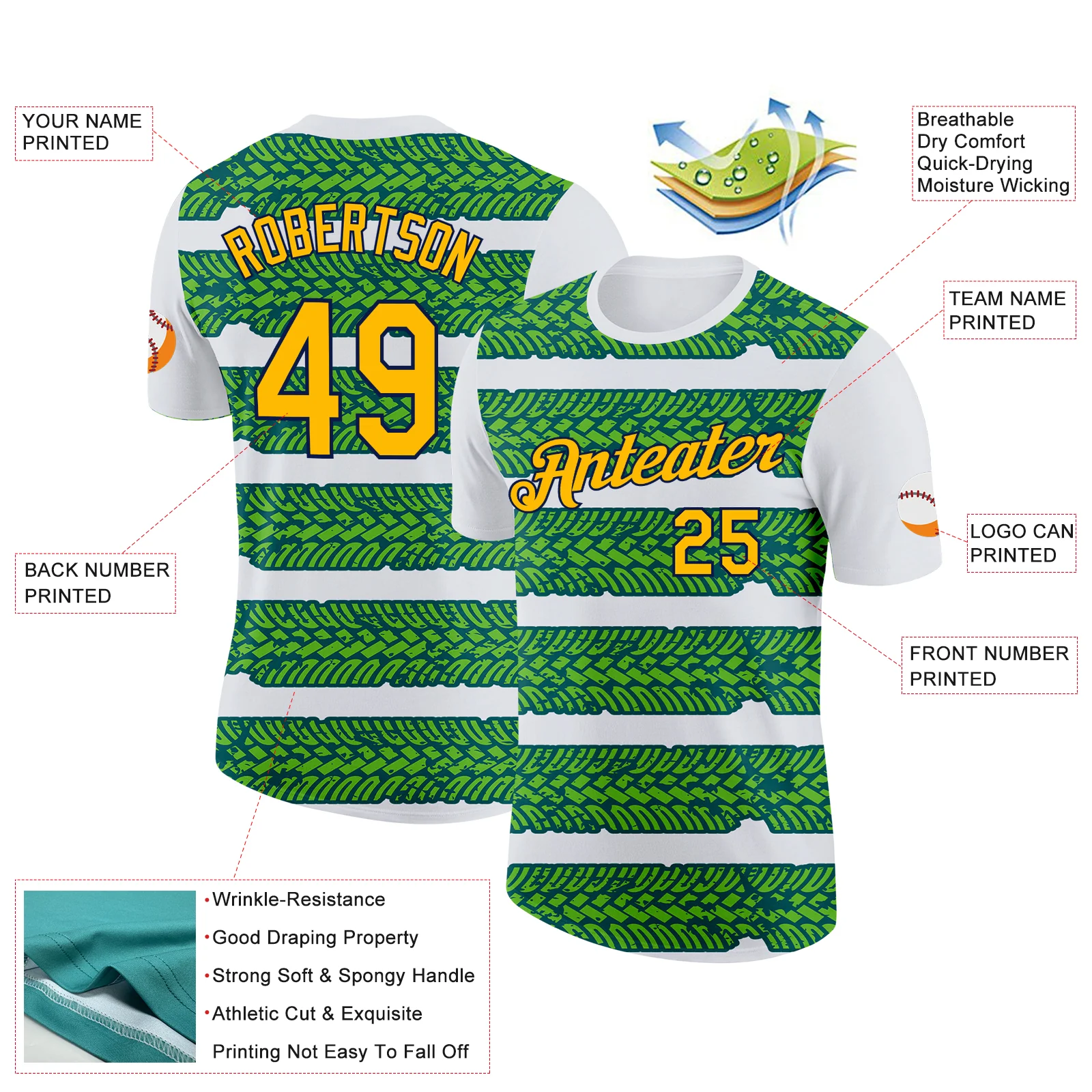 Custom White Gold Aurora Green Midnight Green-Navy 3D Esports Performance T-Shirt - Image 2