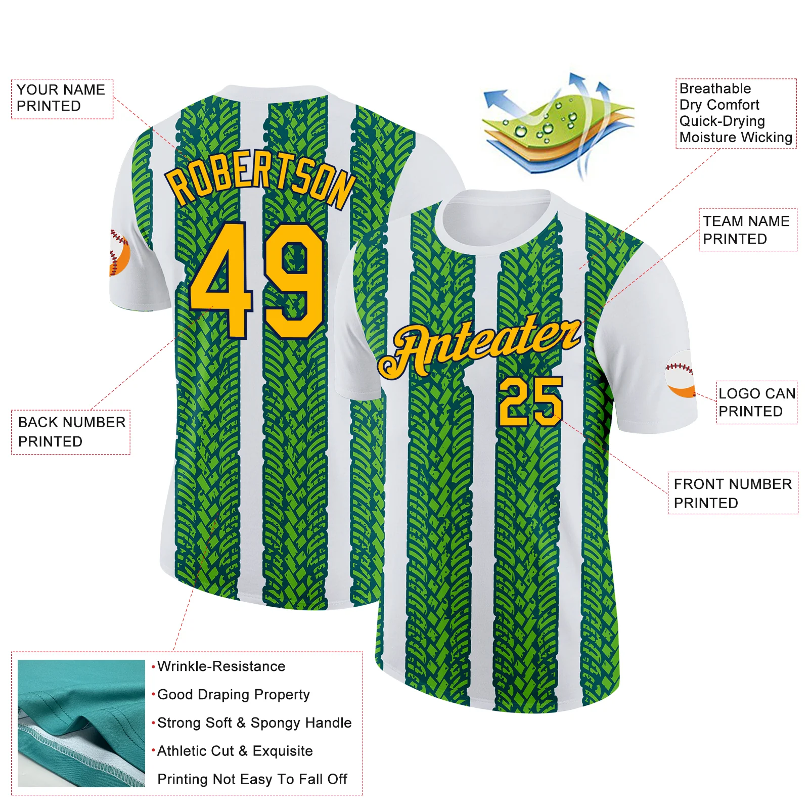 Custom White Gold Aurora Green Midnight Green-Navy 3D Esports Performance T-Shirt - Image 2
