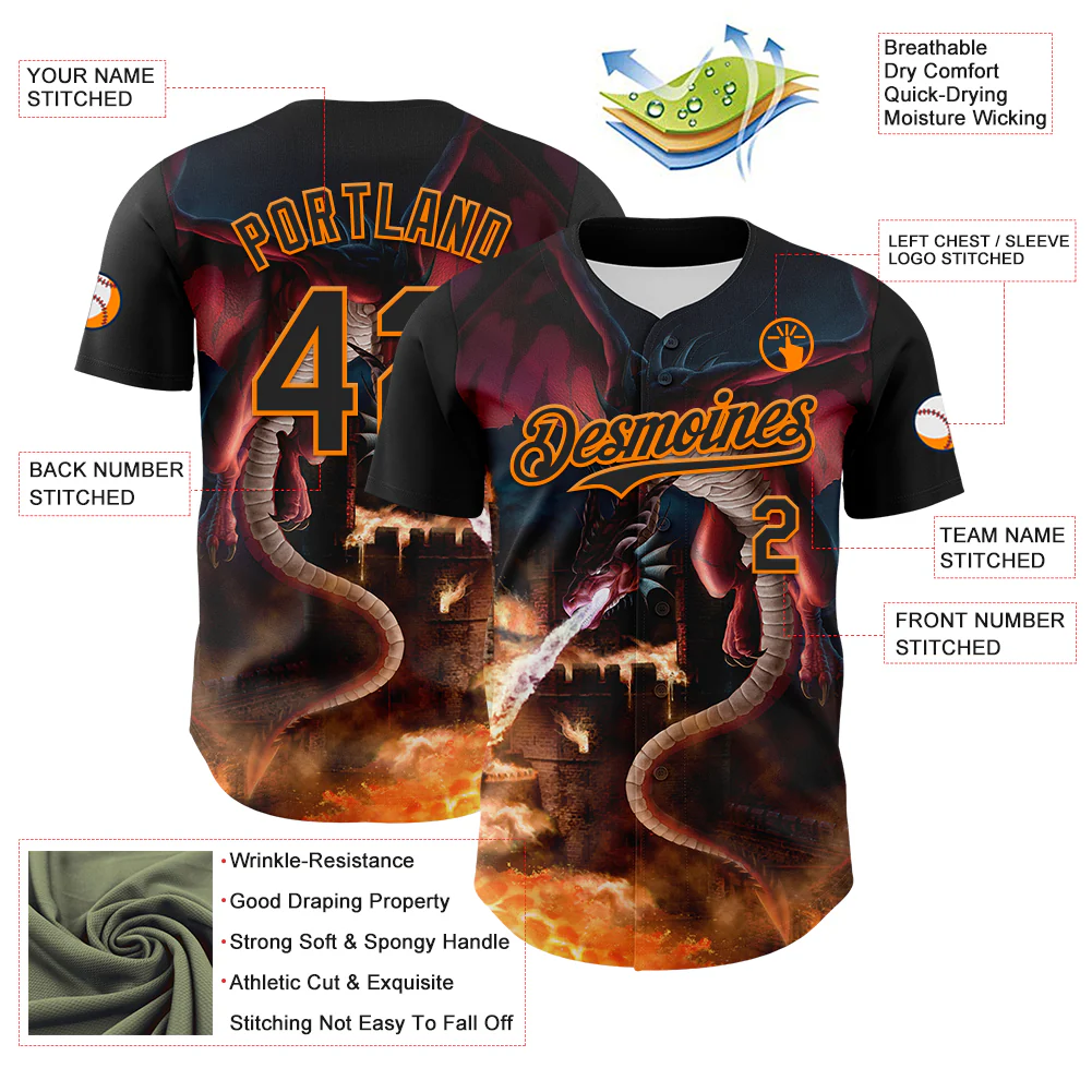 Custom Black Bay Orange Tom Wood Incineration Authentic Baseball Jersey - Image 3