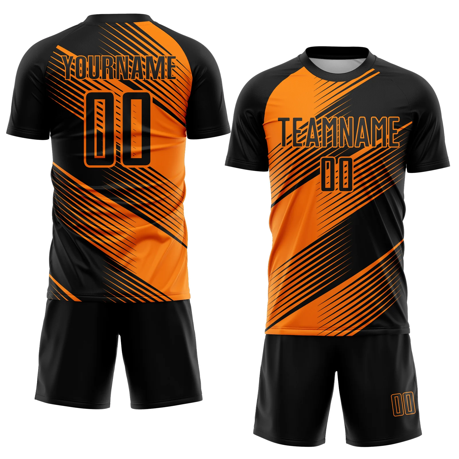 Custom Black Bay Orange Line Sublimation Soccer Uniform Jersey - Image 2