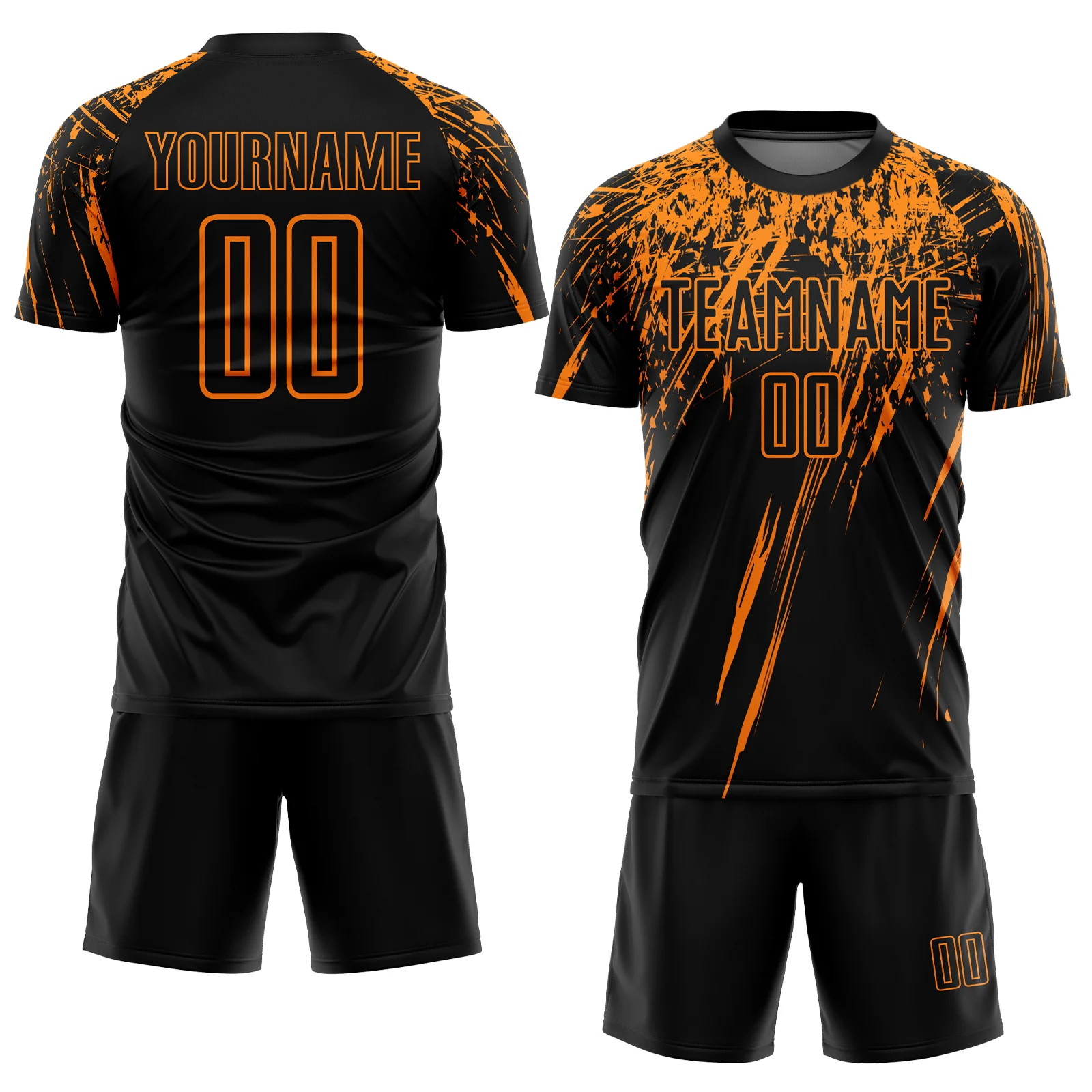 Custom Black Bay Orange Splash Sports Sublimation Soccer Uniform Jersey - Image 2