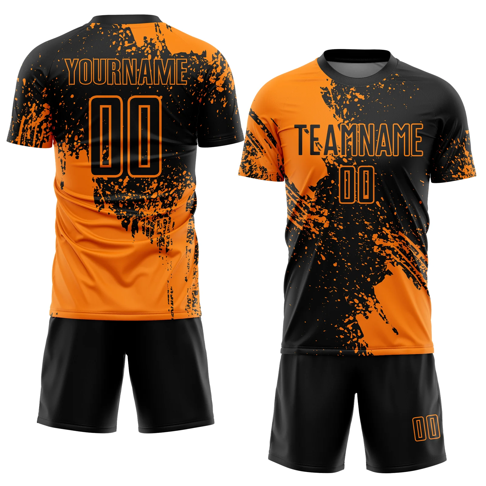 Custom Black Bay Orange Abstract Brush Stroke Sports Sublimation Soccer Uniform Jersey - Image 2