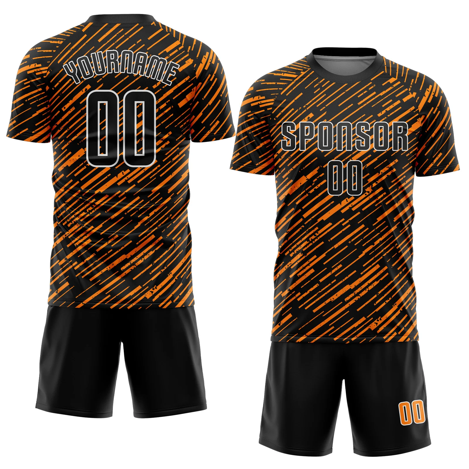 Custom Black Bay Orange-White Line Sports Sublimation Soccer Uniform Jersey - Image 2