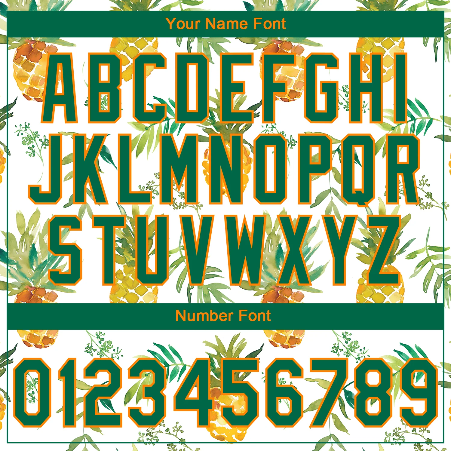 Custom Stitched White Kelly Green-Bay Orange 3D Pattern Design Fruit Pineapples Sports Pullover Sweatshirt Hoodie - Image 4