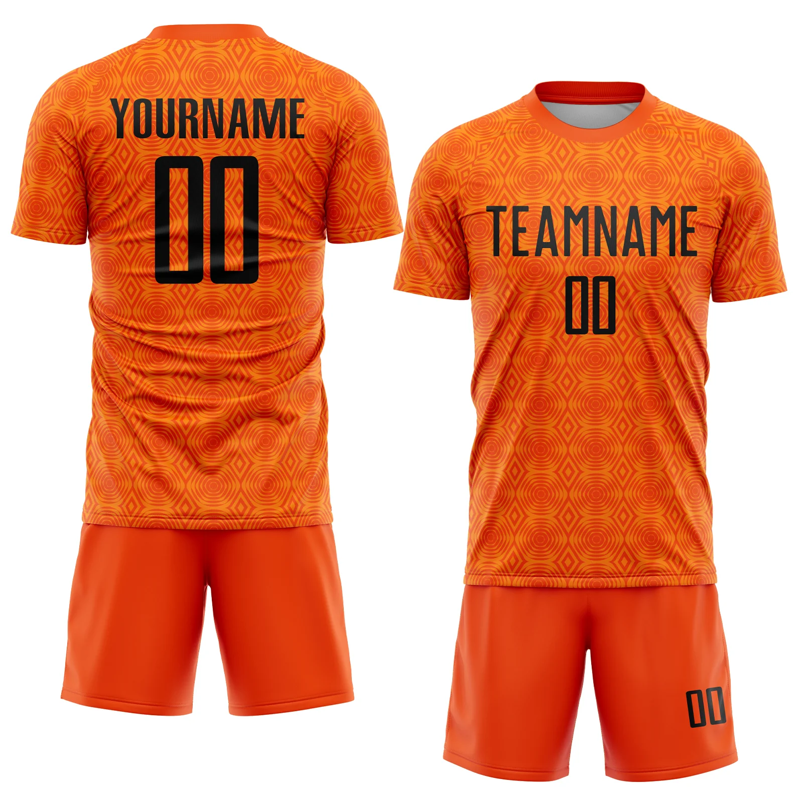 Custom Orange Black-Bay Orange Geometric Shapes Sublimation Soccer Uniform Jersey - Image 2