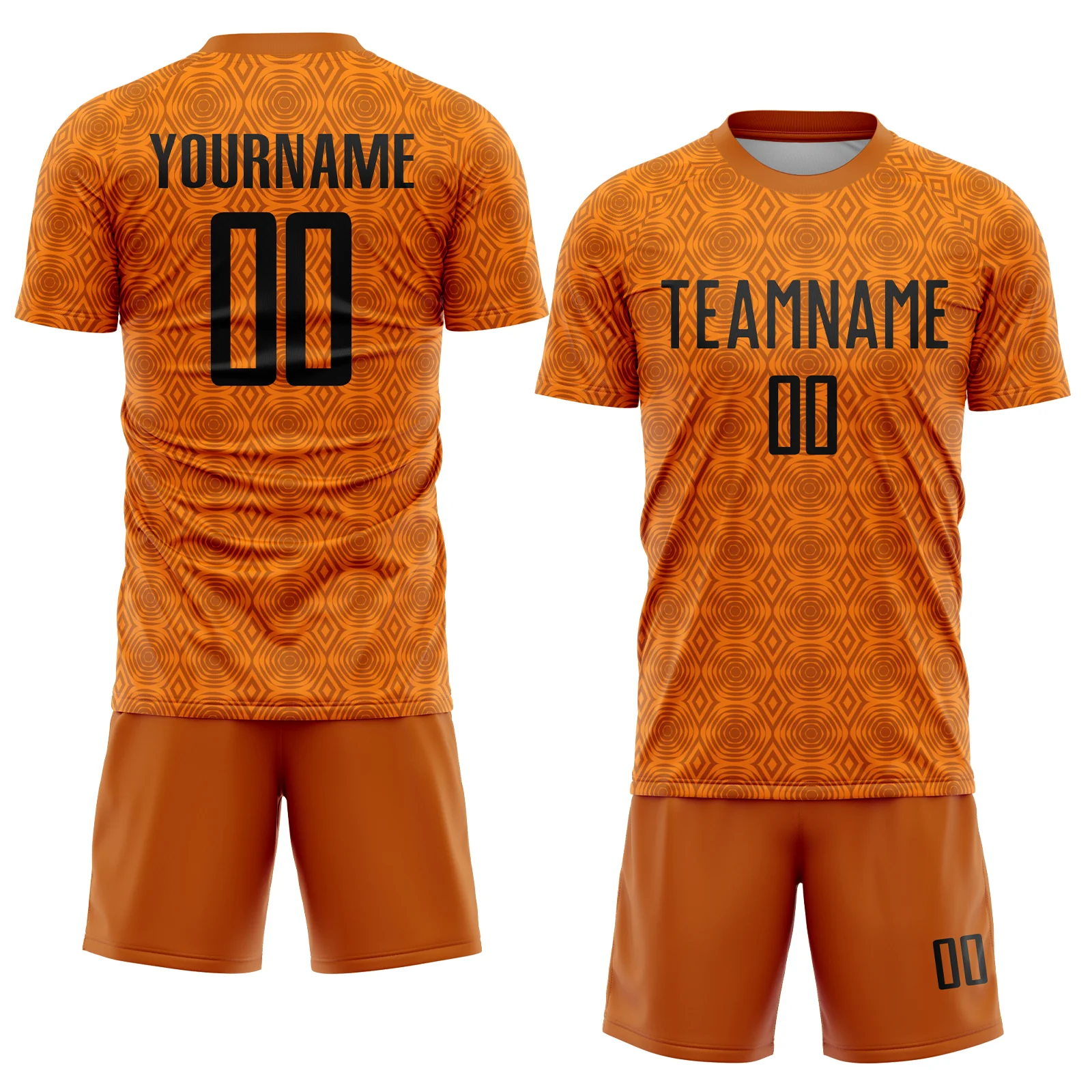 Custom Texas Orange Black-Bay Orange Geometric Shapes Sublimation Soccer Uniform Jersey - Image 2