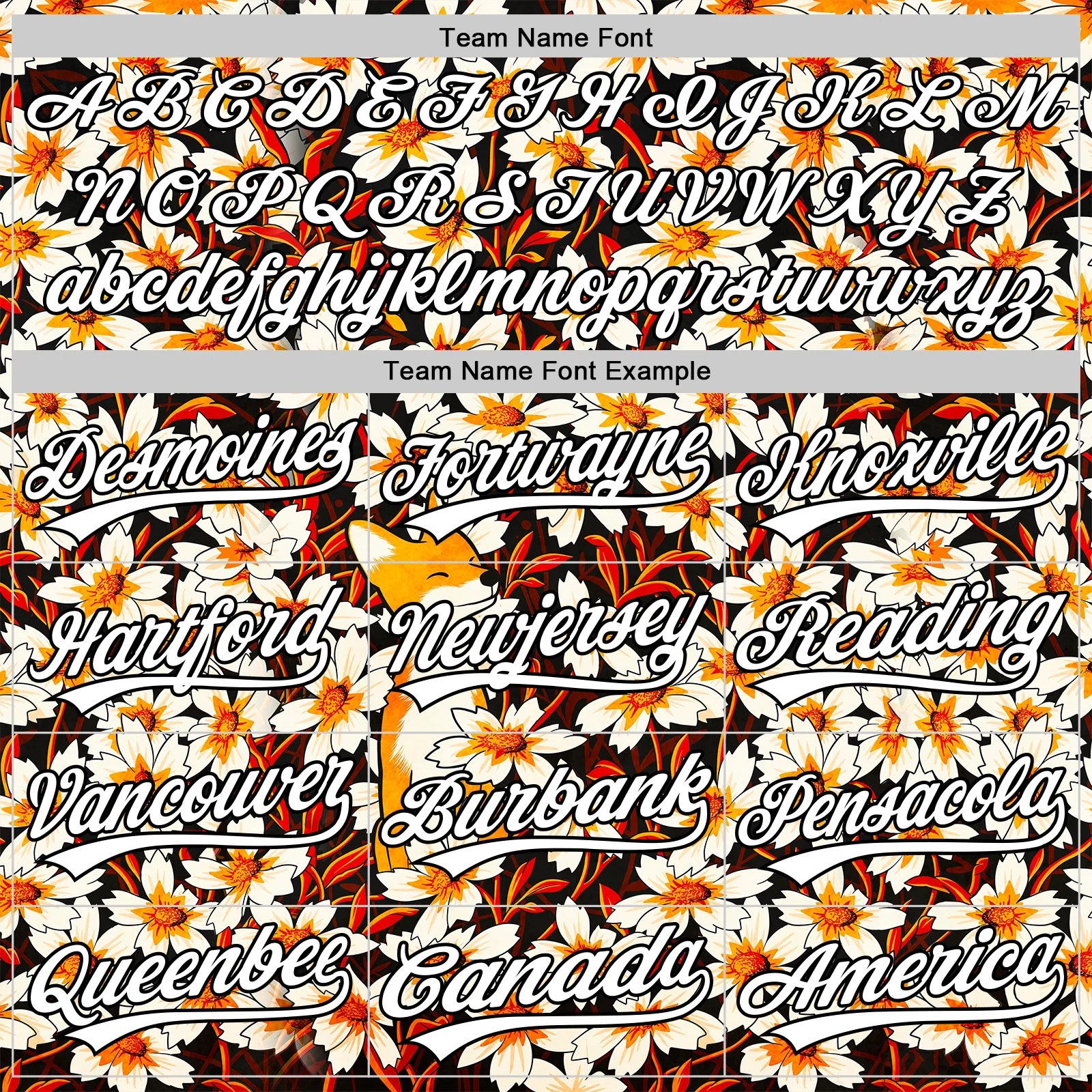 Custom Black White 3D Syntetyc Happy Fox Flowers Authentic Baseball Jersey - Image 4