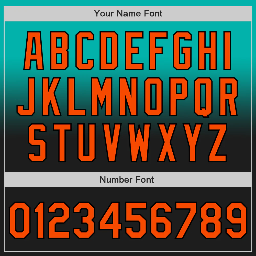 Custom Aqua Orange-Black Authentic Fade Fashion Baseball Jersey - Image 5