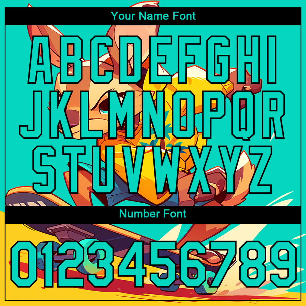 Custom Aqua Black 3D Pattern Design Extreme Sport Cartoon Animal Kangaroo Skateboarding Performance T-Shirt - Image 4