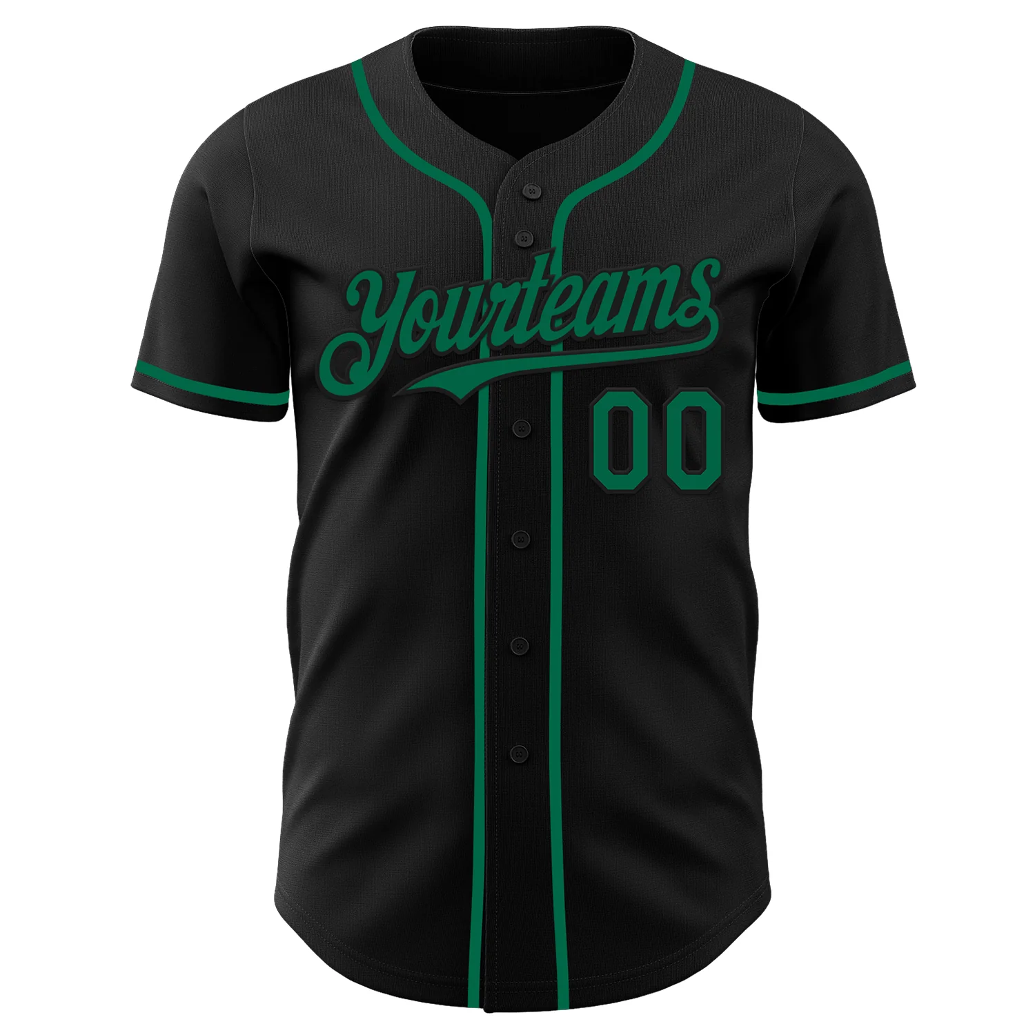 Custom Black Kelly Green Authentic Baseball Jersey - Image 2