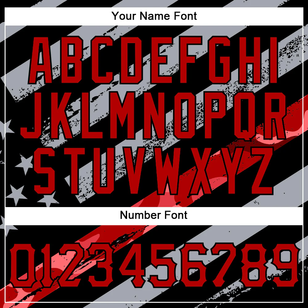 Custom Black Red American Flag Patriotic Camo Raglan Sleeves Authentic Baseball Jersey - Image 5