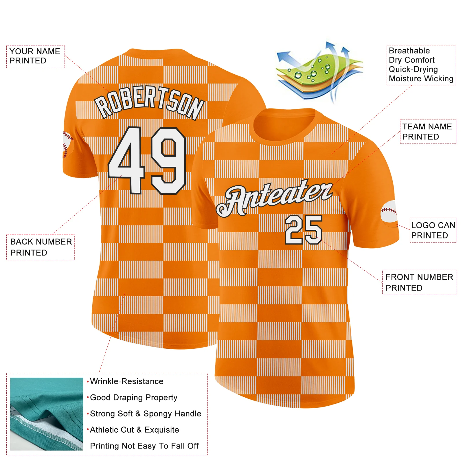 Custom Bay Orange White-Black 3D Esports Performance T-Shirt - Image 2