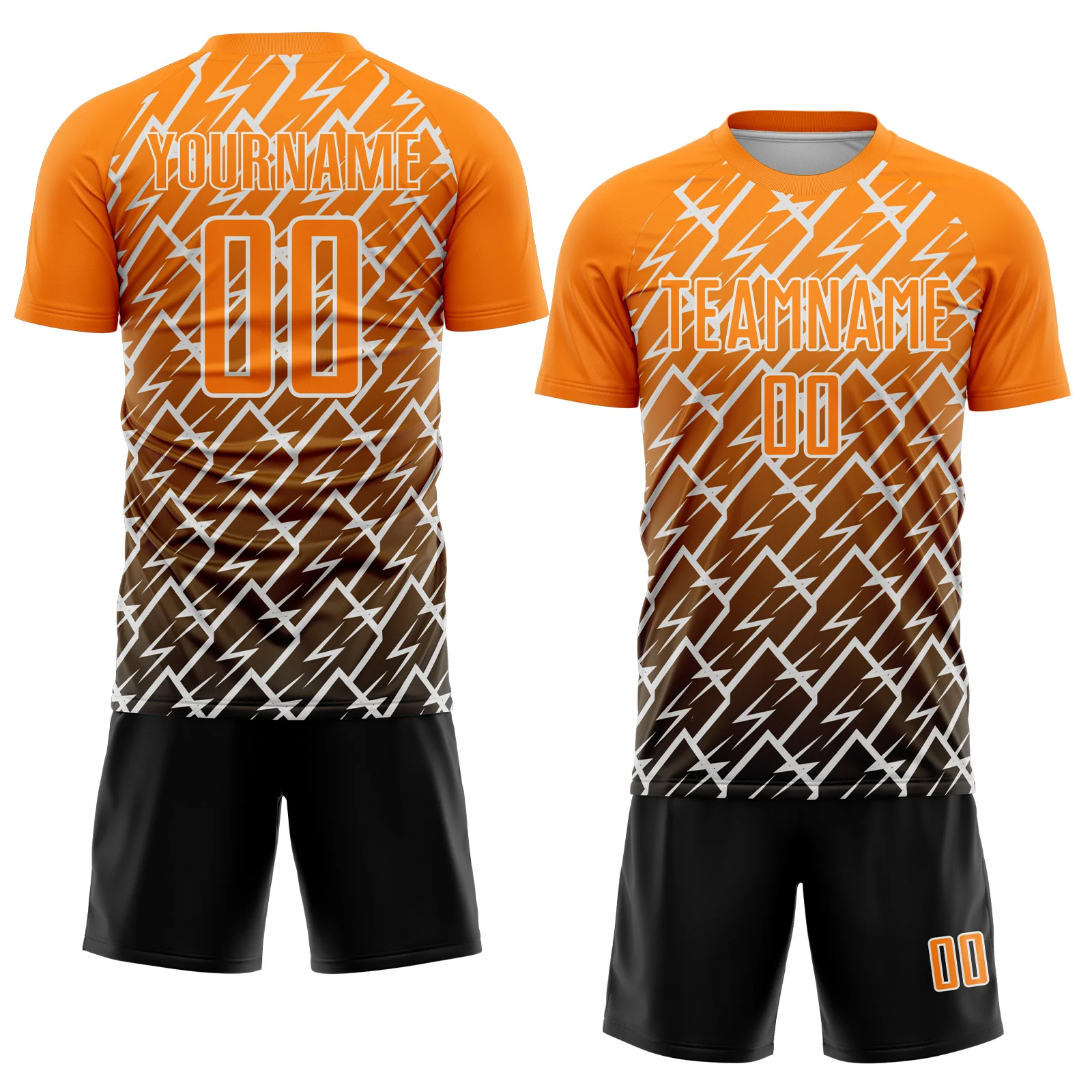 Custom Bay Orange Black-White Lightning Sports Sublimation Soccer Uniform Jersey - Image 2