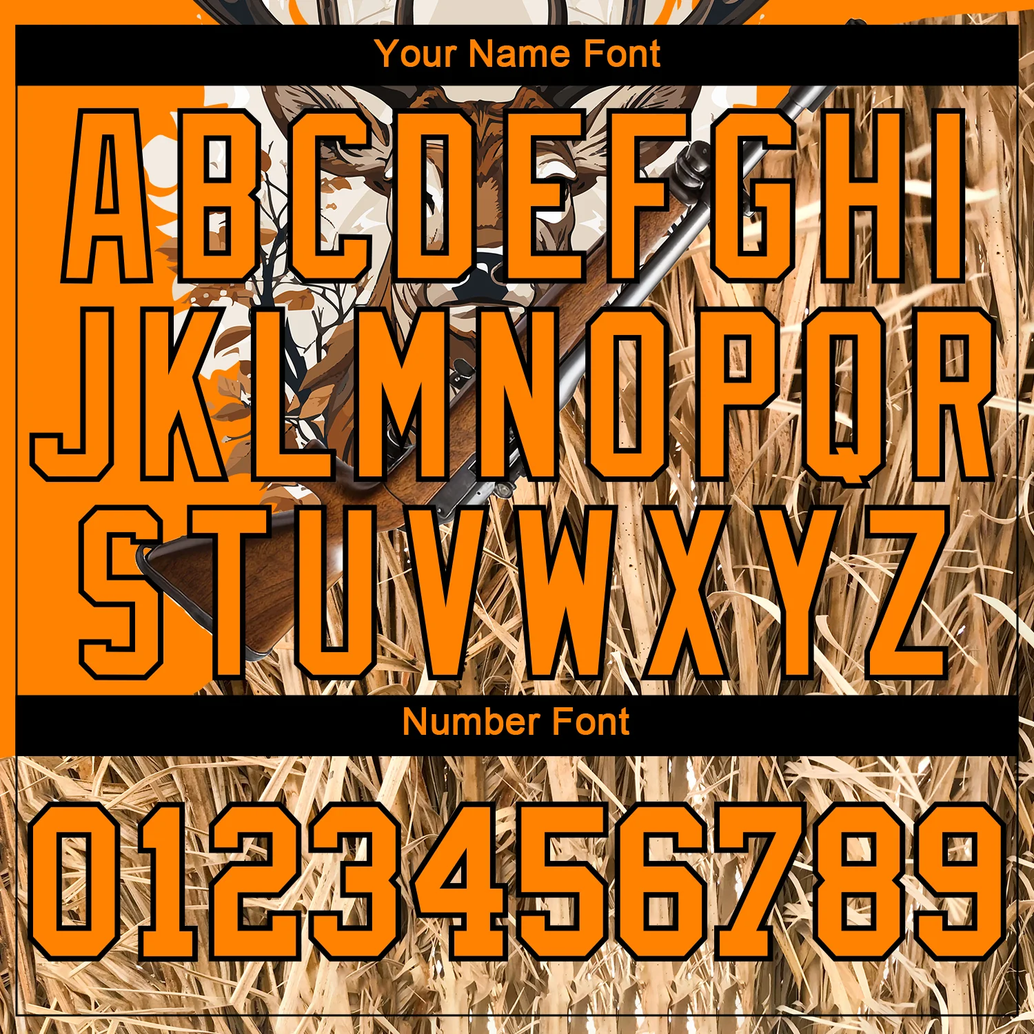 Custom Bay Orange Black 3D Animal Deer Hunting Tool Gun Long Sleeve Performance T-Shirt - Image 4