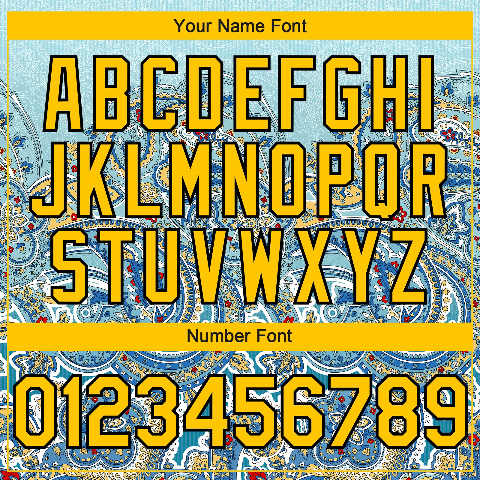 Custom Blue Yellow-Black Rave Party Ethnic Paisley Bandana Authentic Baseball Jersey - Image 5