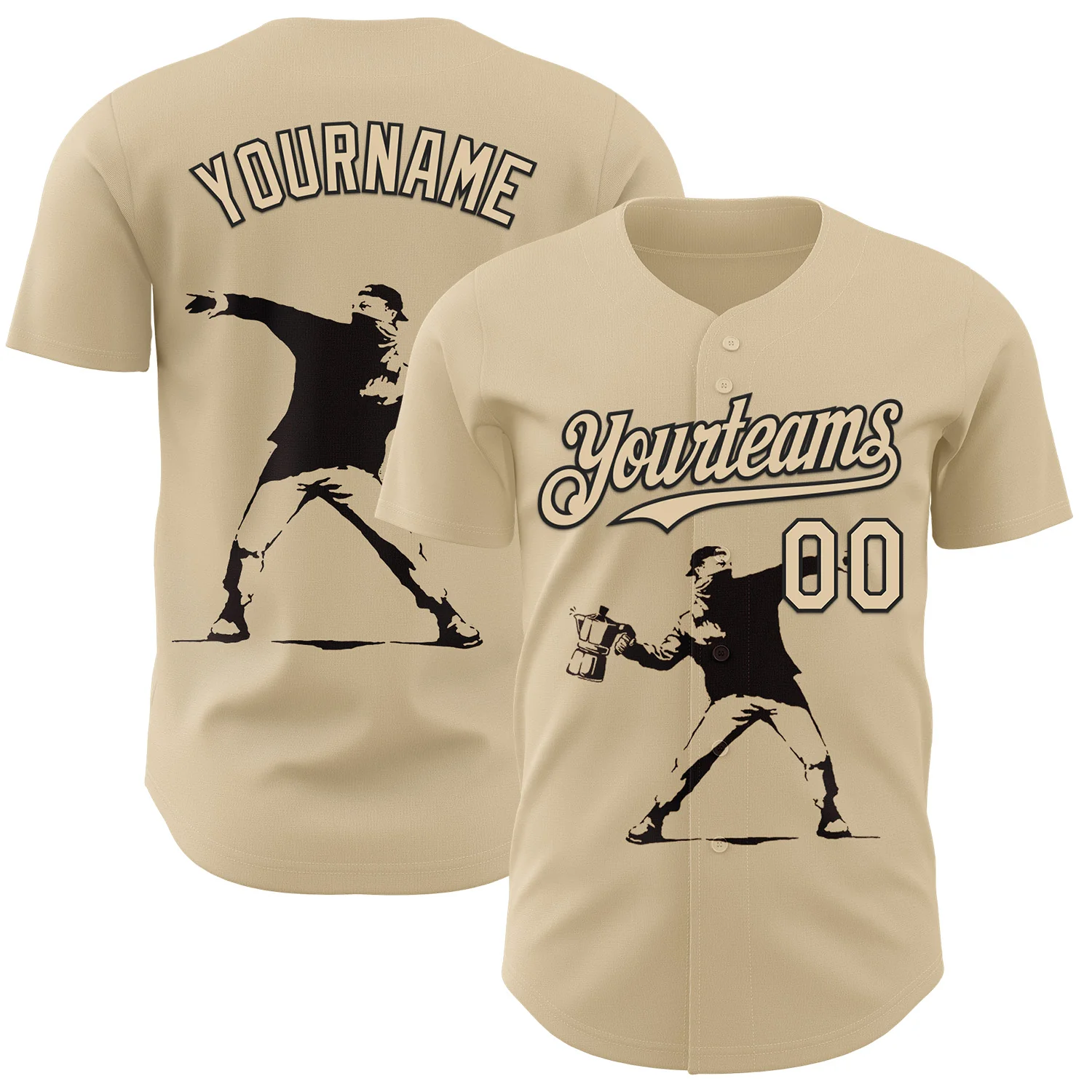 Custom City Cream City Cream-Black 3D Tobe Fonseca Flower Thrower Coffee Molotov Authentic Baseball Jersey