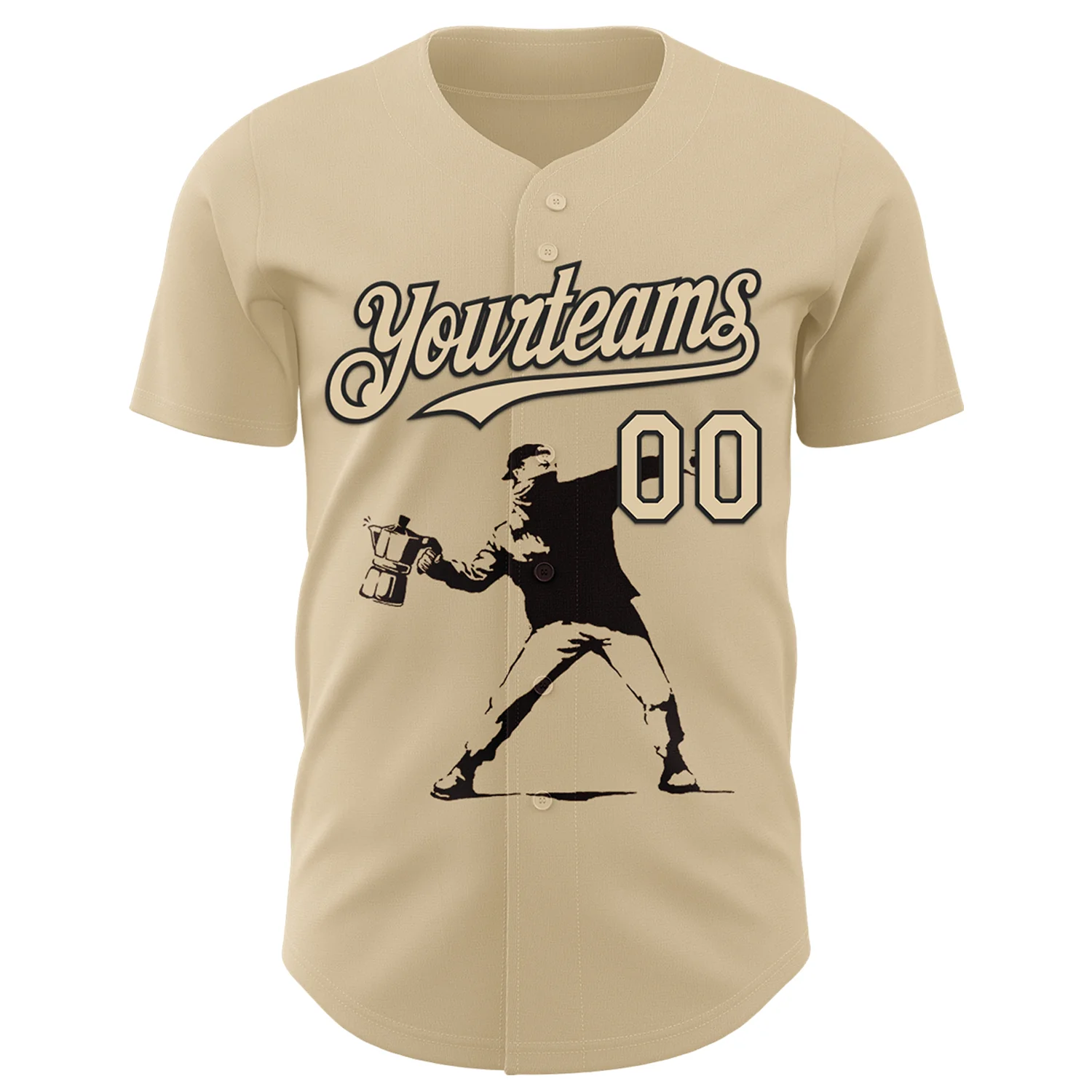 Custom City Cream City Cream-Black 3D Tobe Fonseca Flower Thrower Coffee Molotov Authentic Baseball Jersey - Image 2