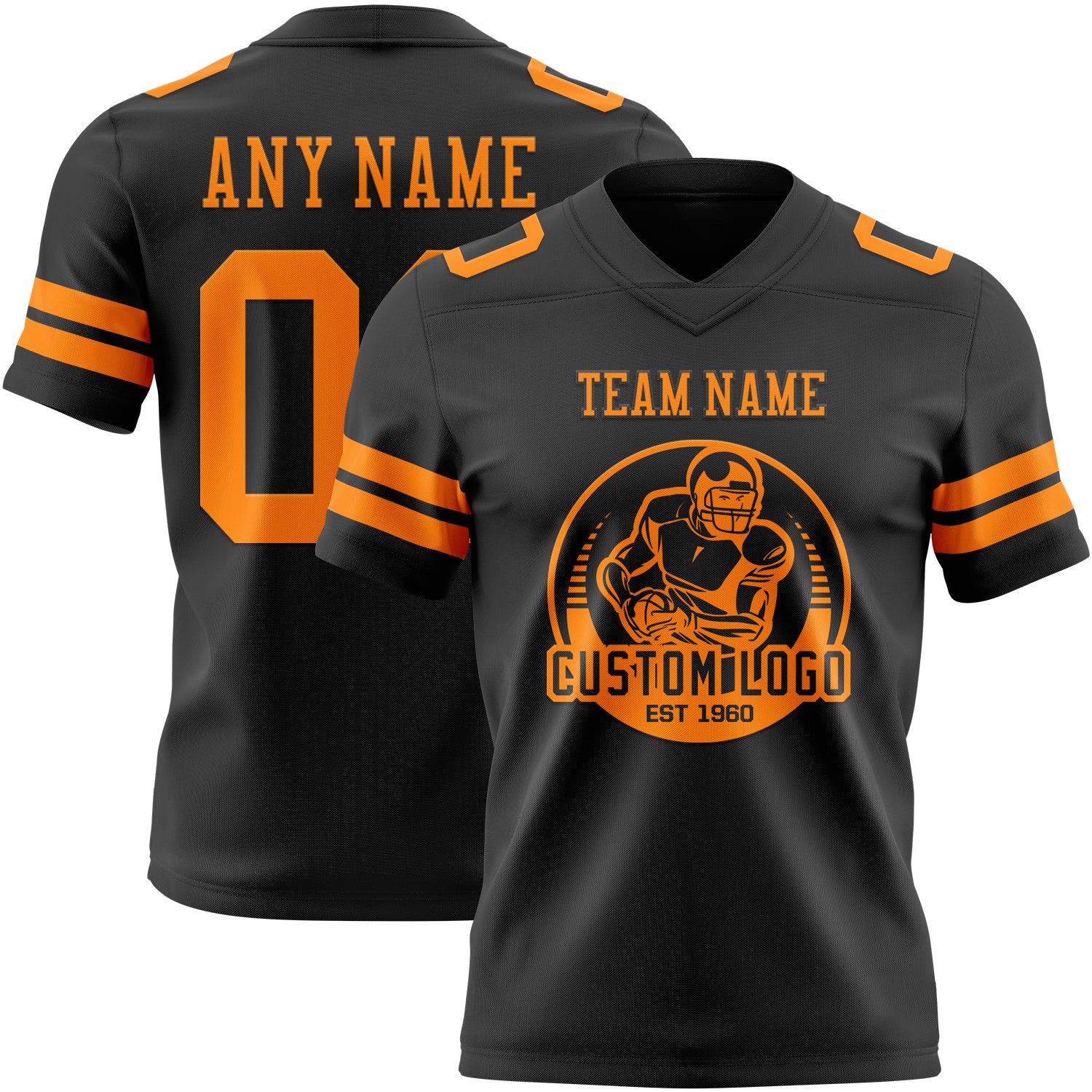 Custom Black Bay Orange Authentic Football Jersey - Image 2