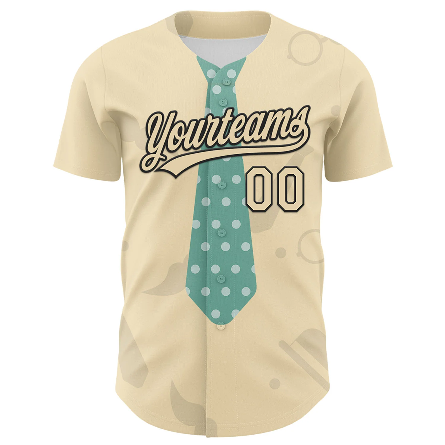 Custom Cream Black 3D Pattern Design Father's Day Tie Authentic Baseball Jersey - Image 2