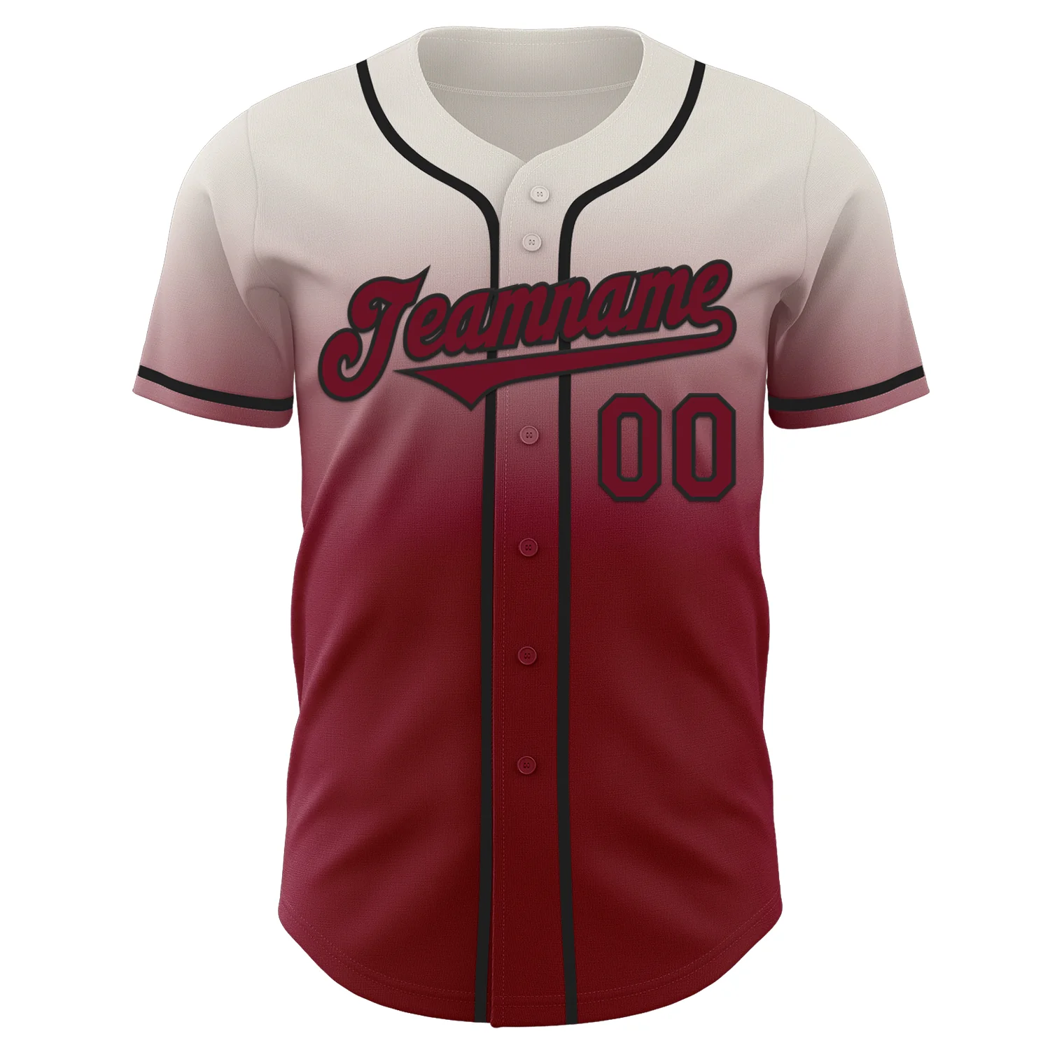 Custom Cream Crimson-Black Authentic Fade Fashion Baseball Jersey - Image 2