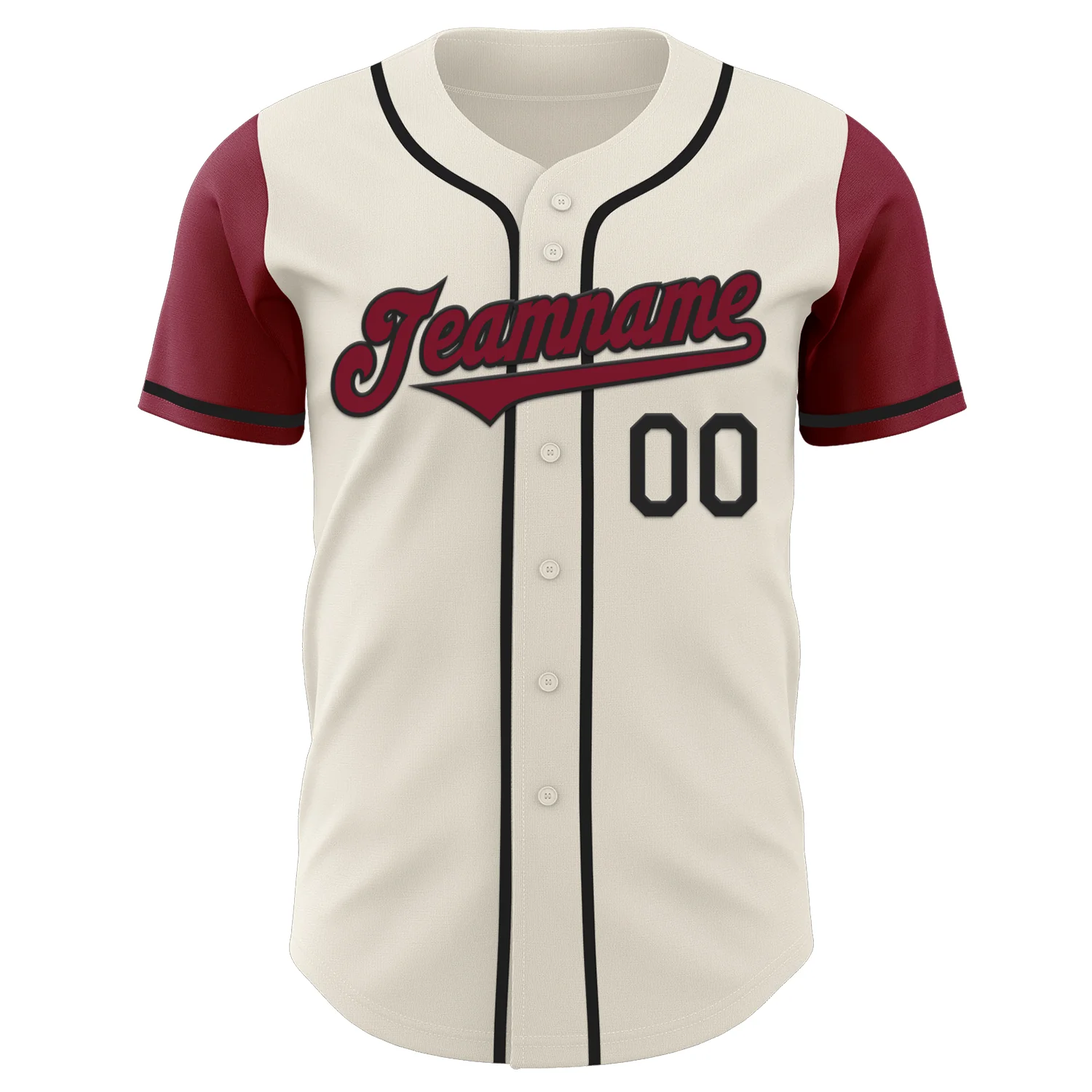 Custom Cream Crimson-Black Authentic Two Tone Baseball Jersey - Image 2