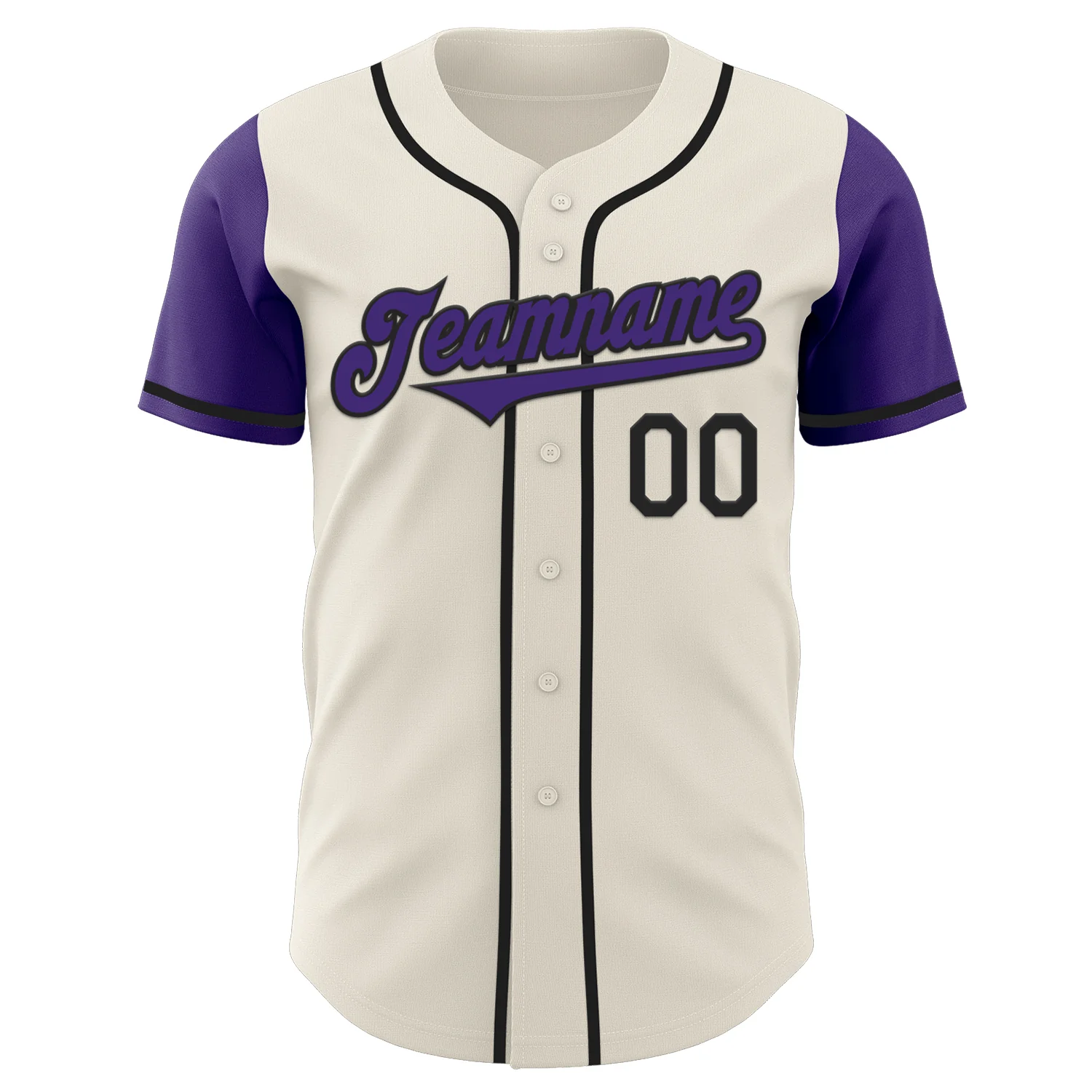 Custom Cream Purple-Black Authentic Two Tone Baseball Jersey - Image 2