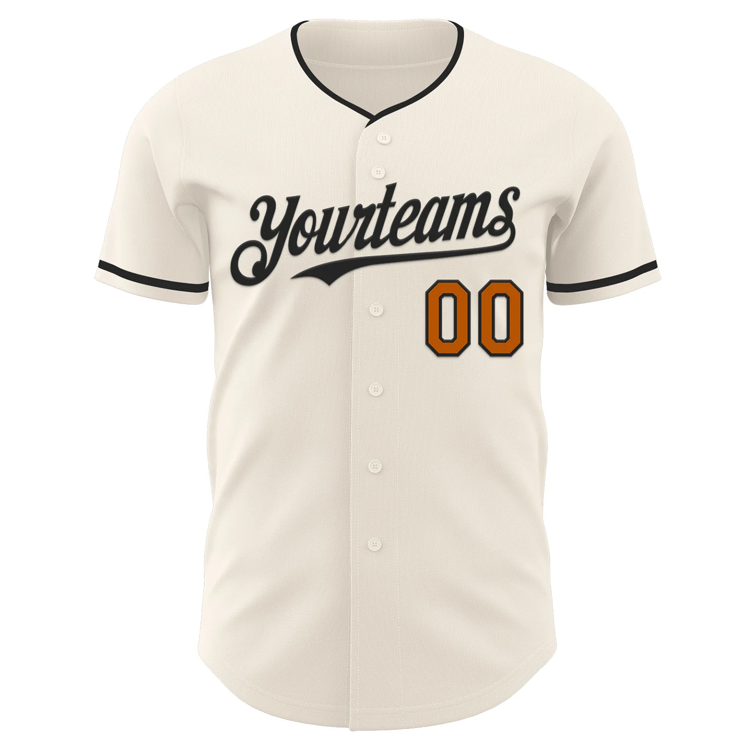 Custom Cream Texas Orange-Black Authentic Baseball Jersey - Image 2