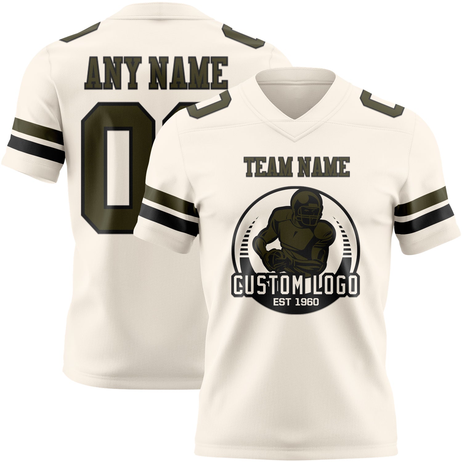 Custom Cream Olive-Black Authentic Football Jersey - Image 2