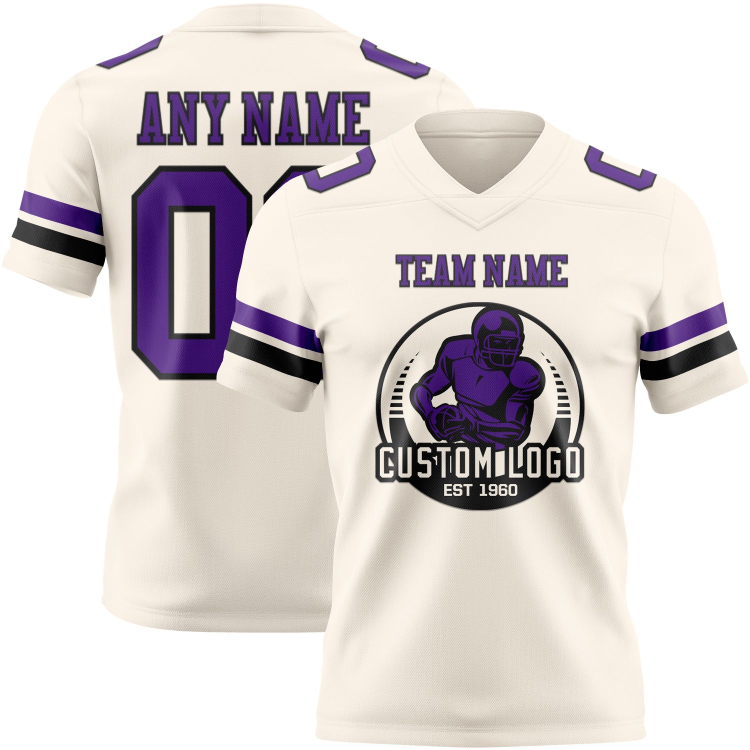 Custom Cream Purple-Black Authentic Football Jersey - Image 2