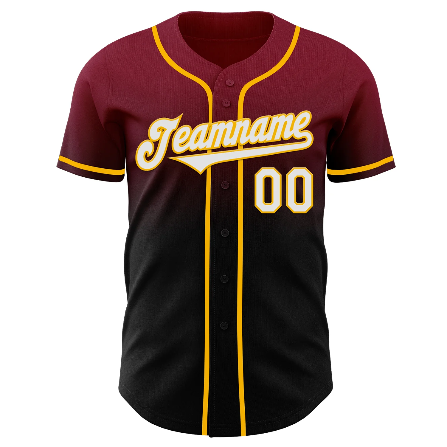 Custom Crimson Black-Gold Authentic Fade Fashion Baseball Jersey - Image 2