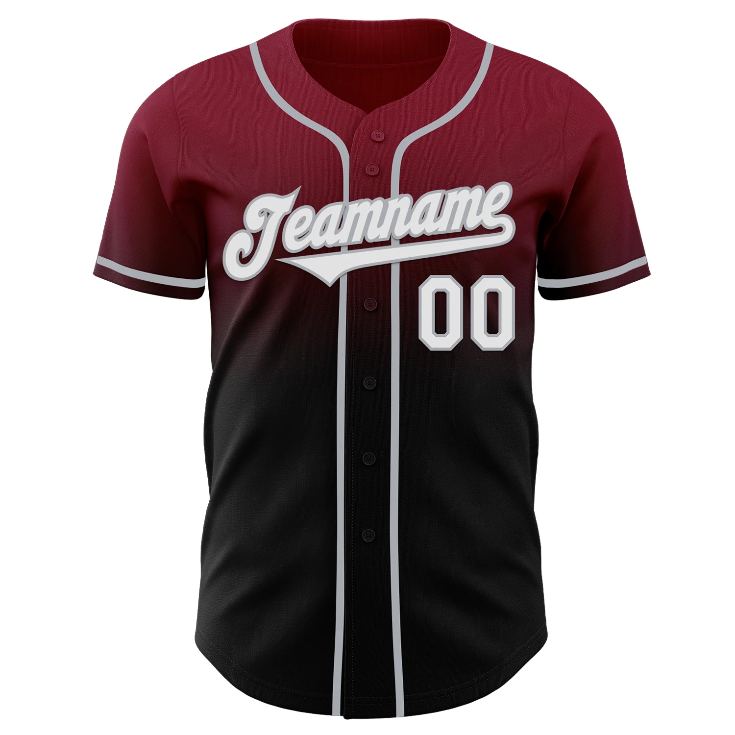 Custom Crimson Black-Gray Authentic Fade Fashion Baseball Jersey - Image 2