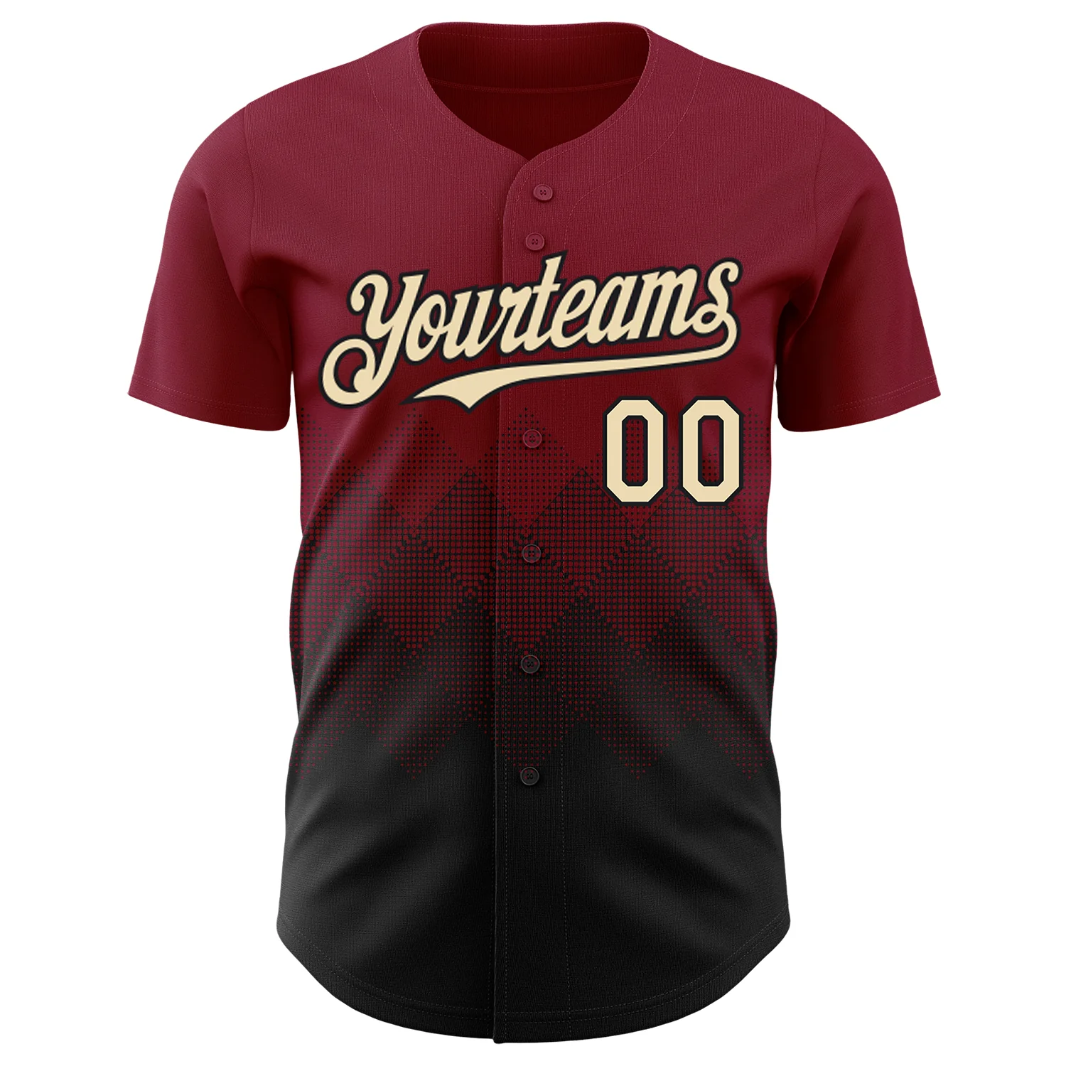 Custom Crimson Cream-Black 3D Gradient Square Shape Authentic Baseball Jersey - Image 2