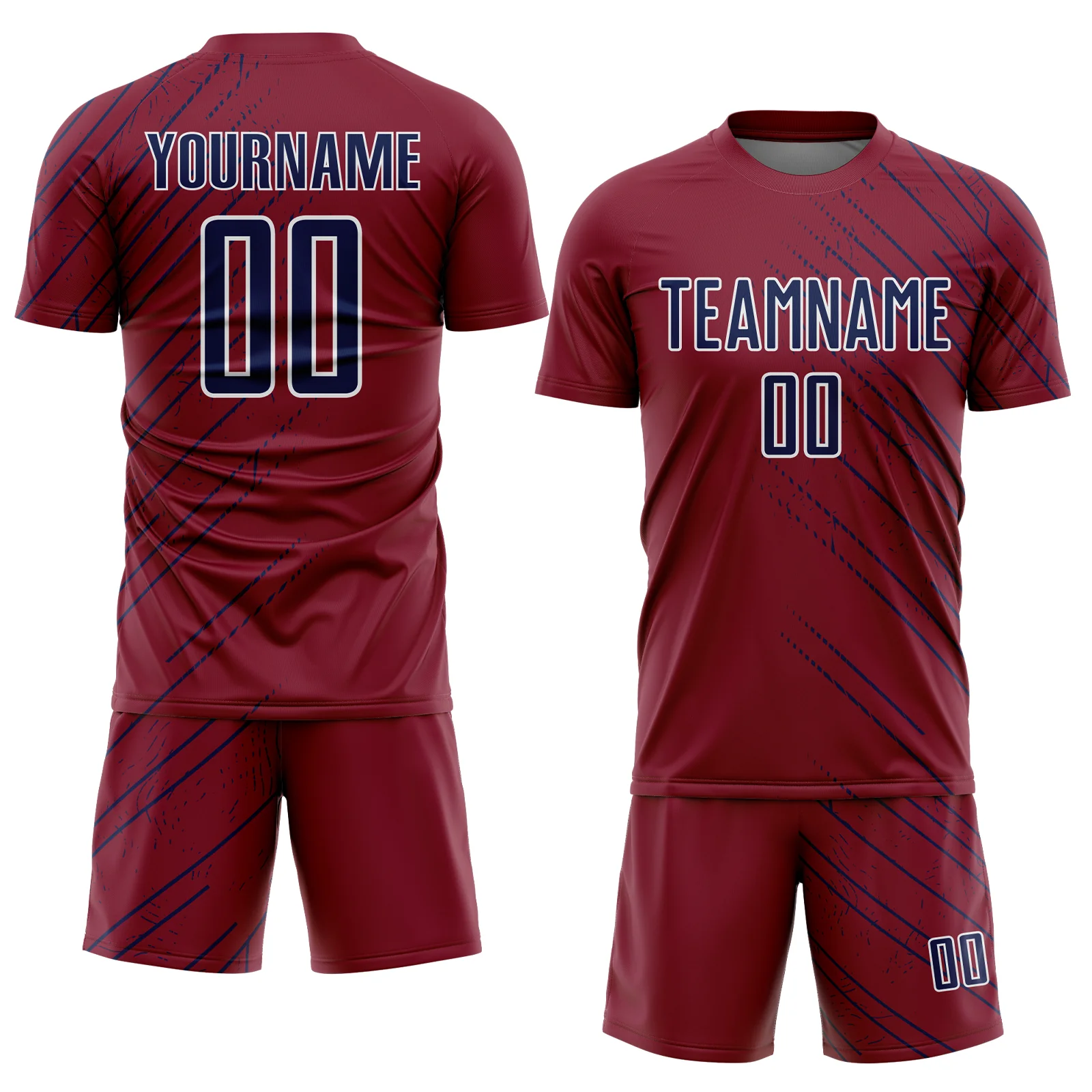 Custom Crimson Navy-Black Lines Sports Sublimation Soccer Uniform Jersey - Image 2