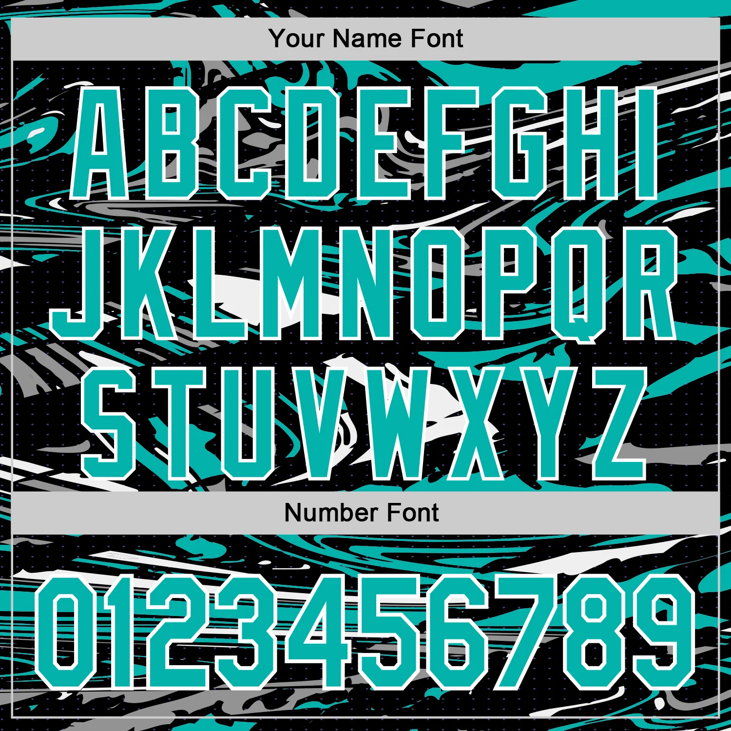 Custom Figure Aqua Black-White Fluid Pattern Bomber Full-Snap Varsity Letterman Hoodie Jacket - Image 6