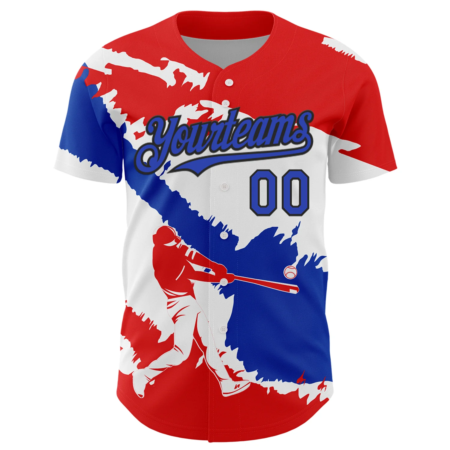 Custom Fire Red Thunder Blue-Black 3D Paraguay Paraguayan Flag Authentic Baseball Jersey - Image 2