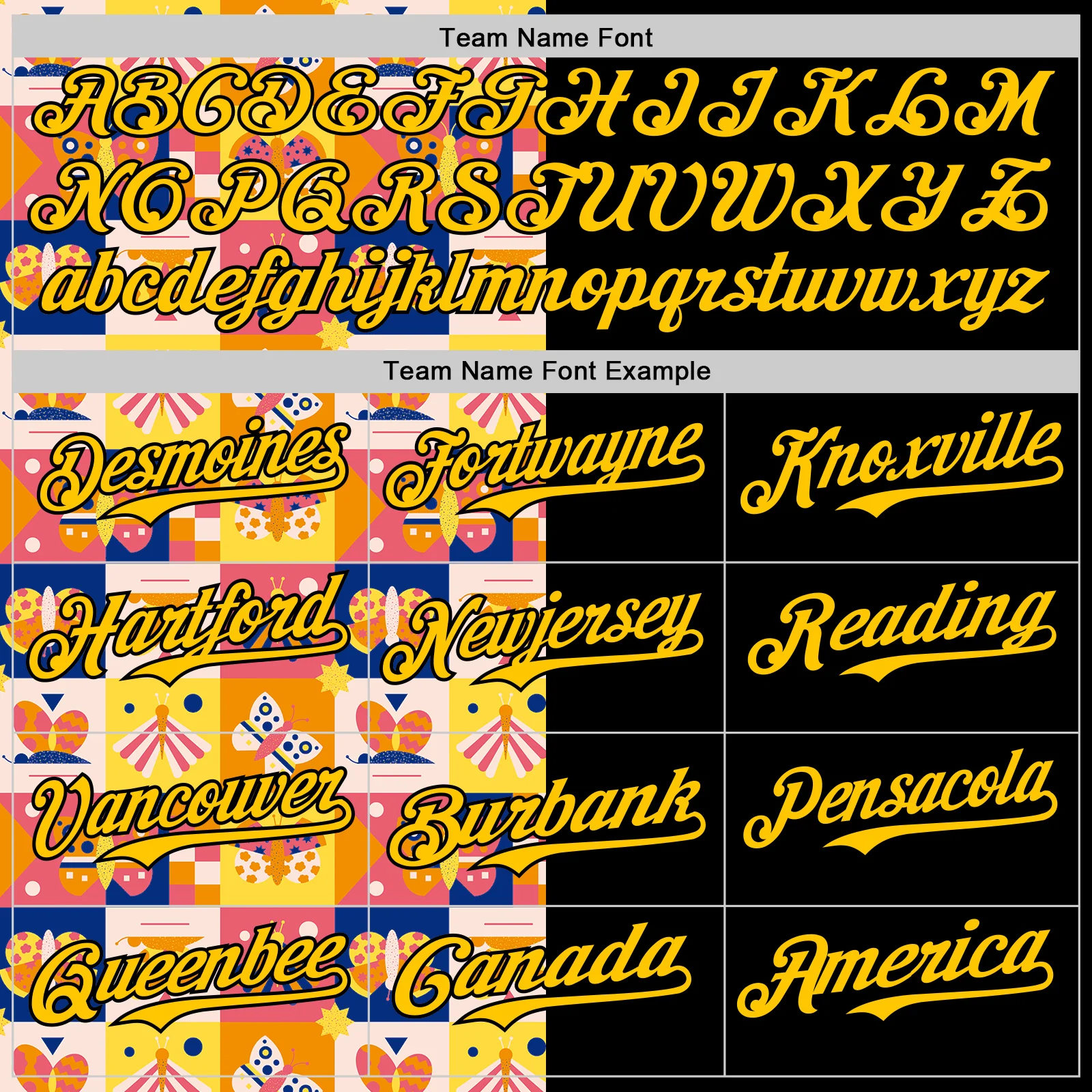 Custom Black Yellow 3D Ambartive Abstract Butterfly Pattern Authentic Baseball Jersey - Image 4