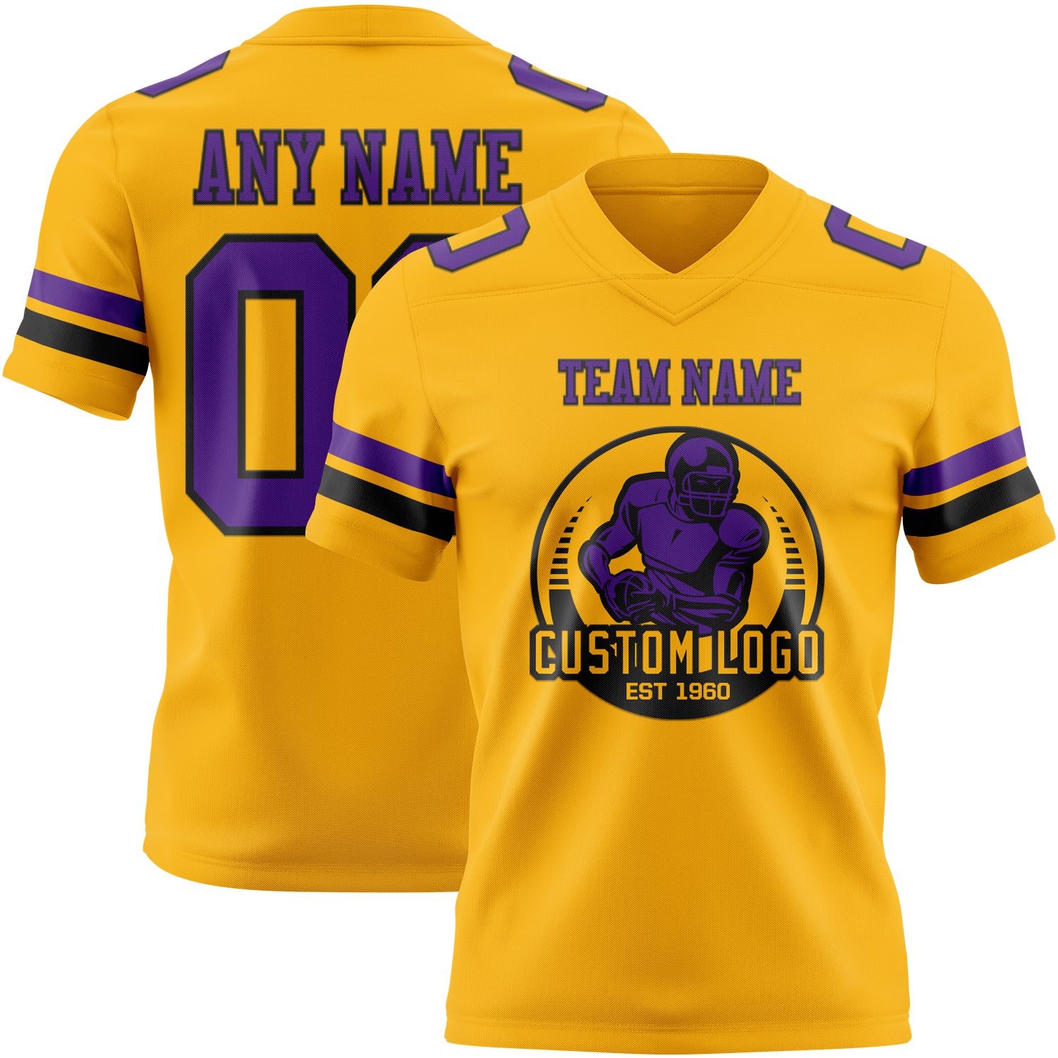 Custom Gold Purple-Black Authentic Football Jersey - Image 2