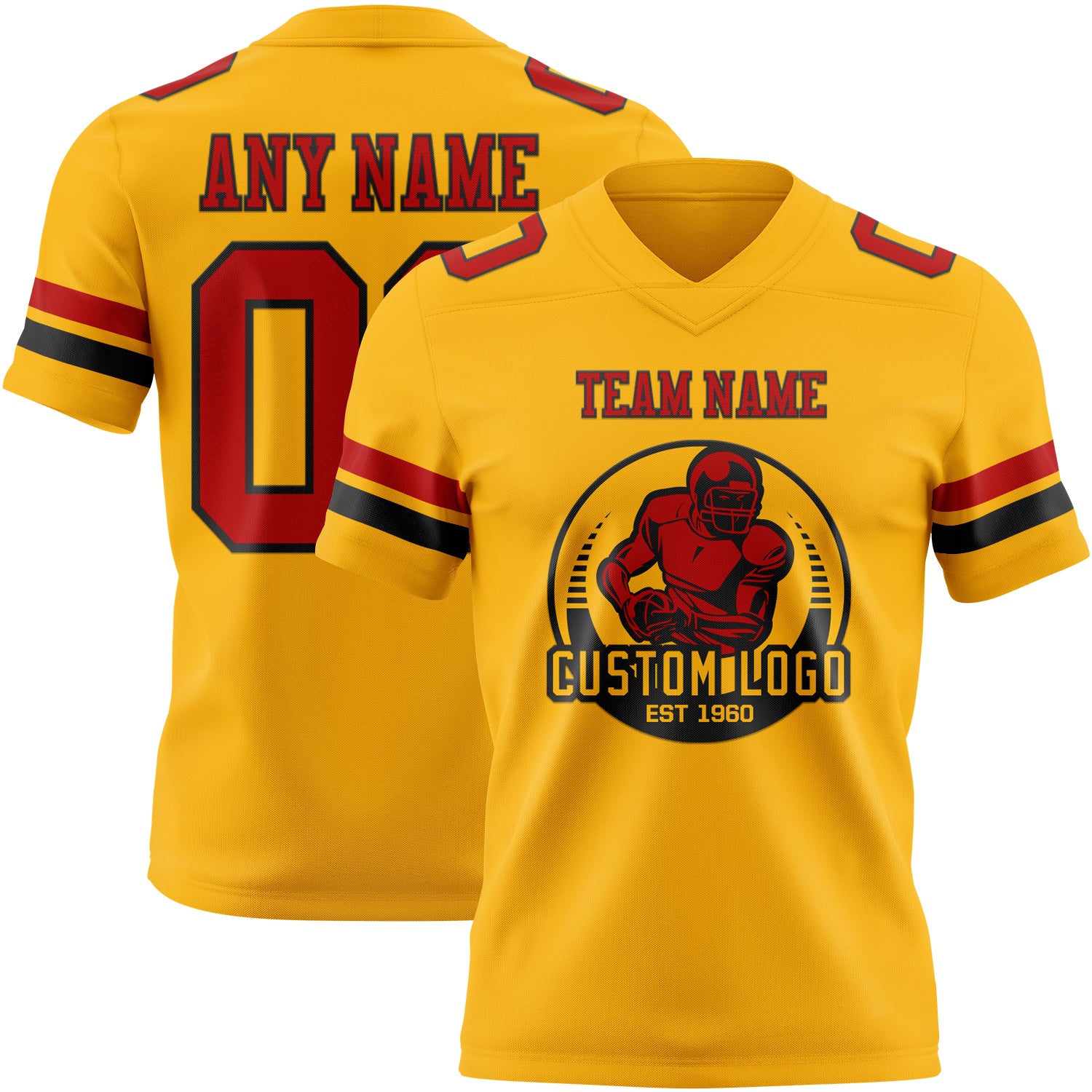 Custom Gold Red-Black Authentic Football Jersey - Image 2