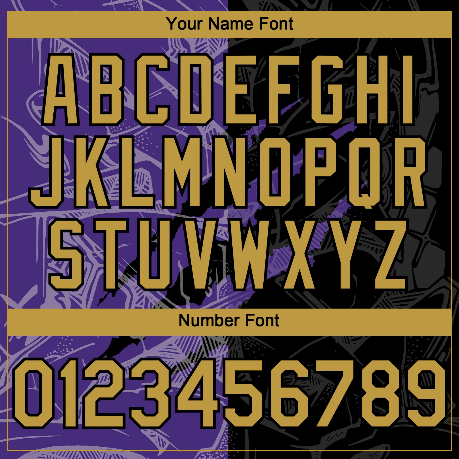 Custom Graffiti Pattern Old Gold Black-Purple 3D Scratch Authentic Baseball Jersey - Image 5