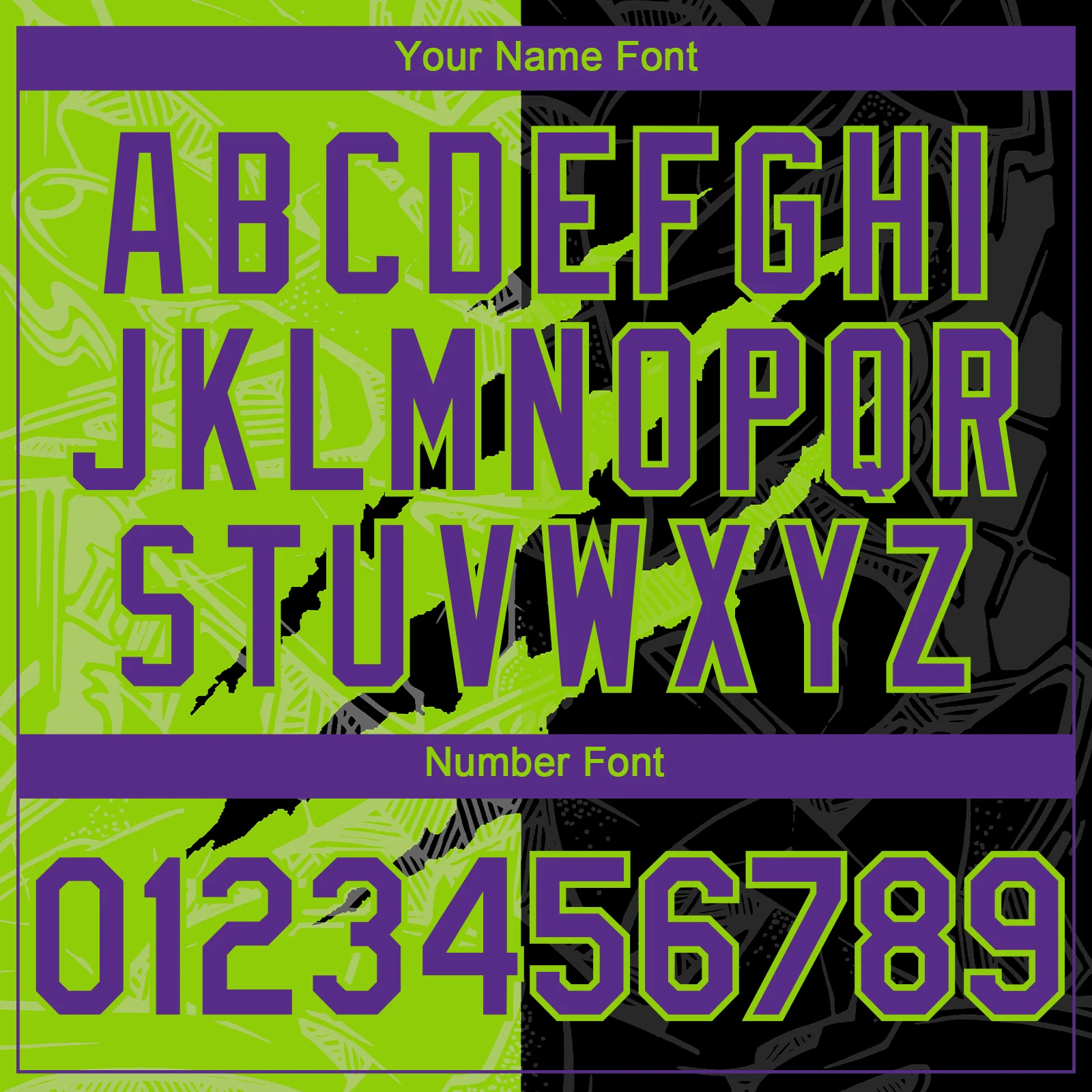 Custom Graffiti Pattern Purple Black-Neon Green 3D Scratch Authentic Baseball Jersey - Image 5