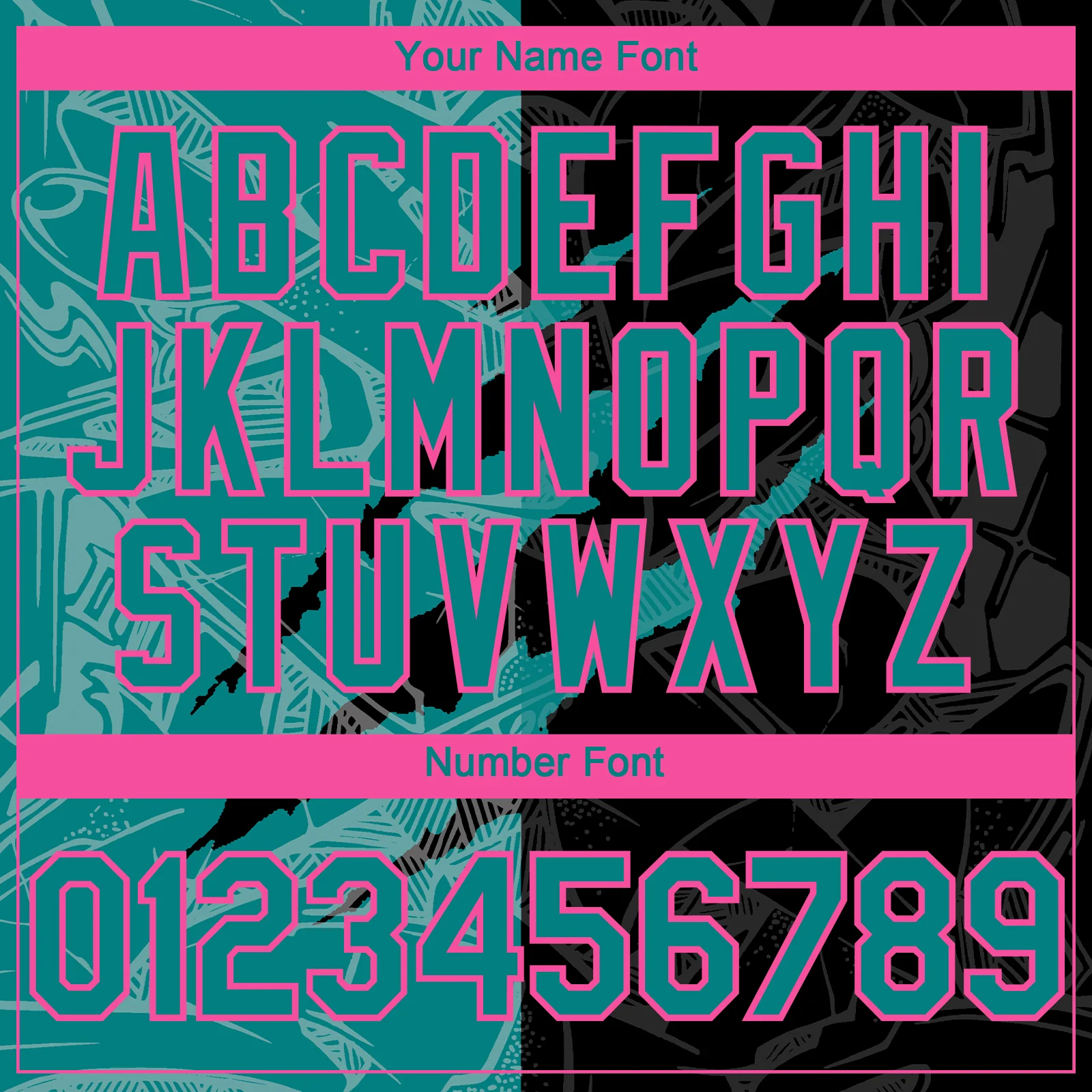 Custom Graffiti Pattern Teal Black-Pink 3D Scratch Authentic Baseball Jersey - Image 5