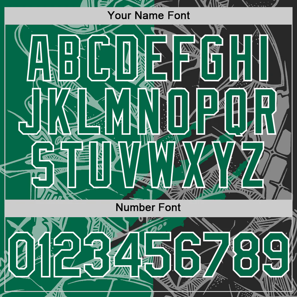 Custom Graffiti Pattern Kelly Green Black-White Scratch Bomber Full-Snap Varsity Letterman Hoodie Jacket - Image 6